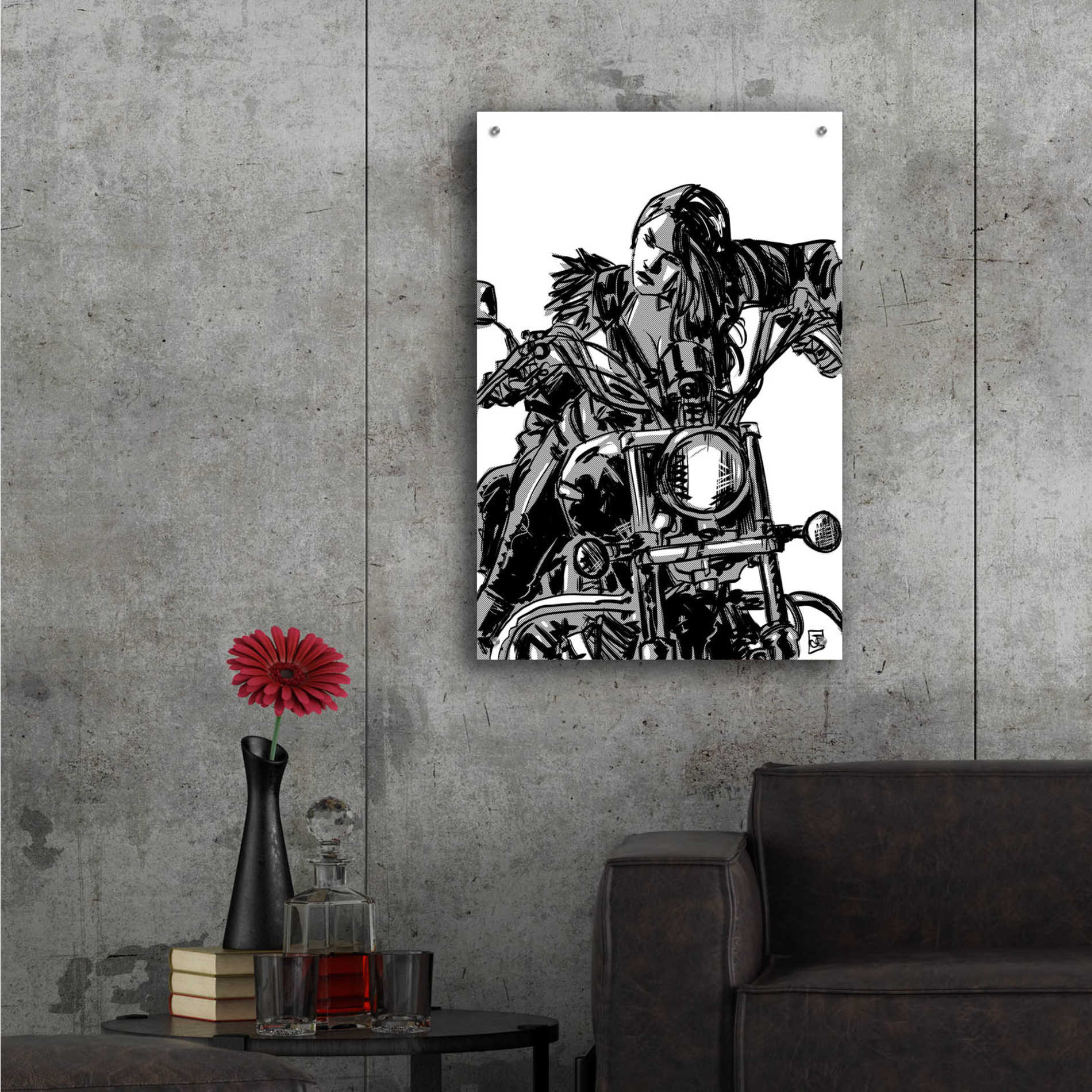 Epic Art 'Biker Girl' by Giuseppe Cristiano, Acrylic Glass Wall Art,24x36