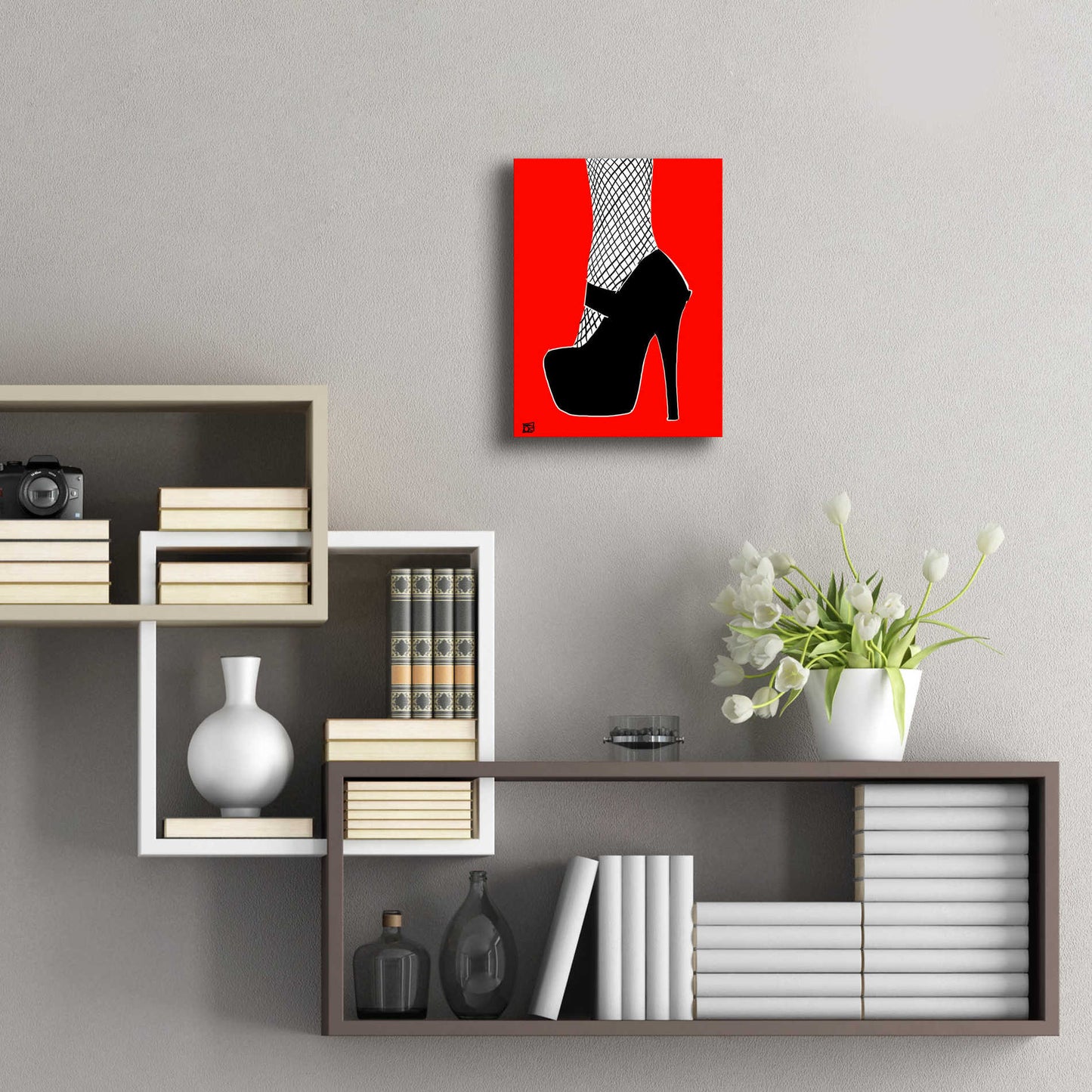 Epic Art 'Black heel on red' by Giuseppe Cristiano, Acrylic Glass Wall Art,12x16