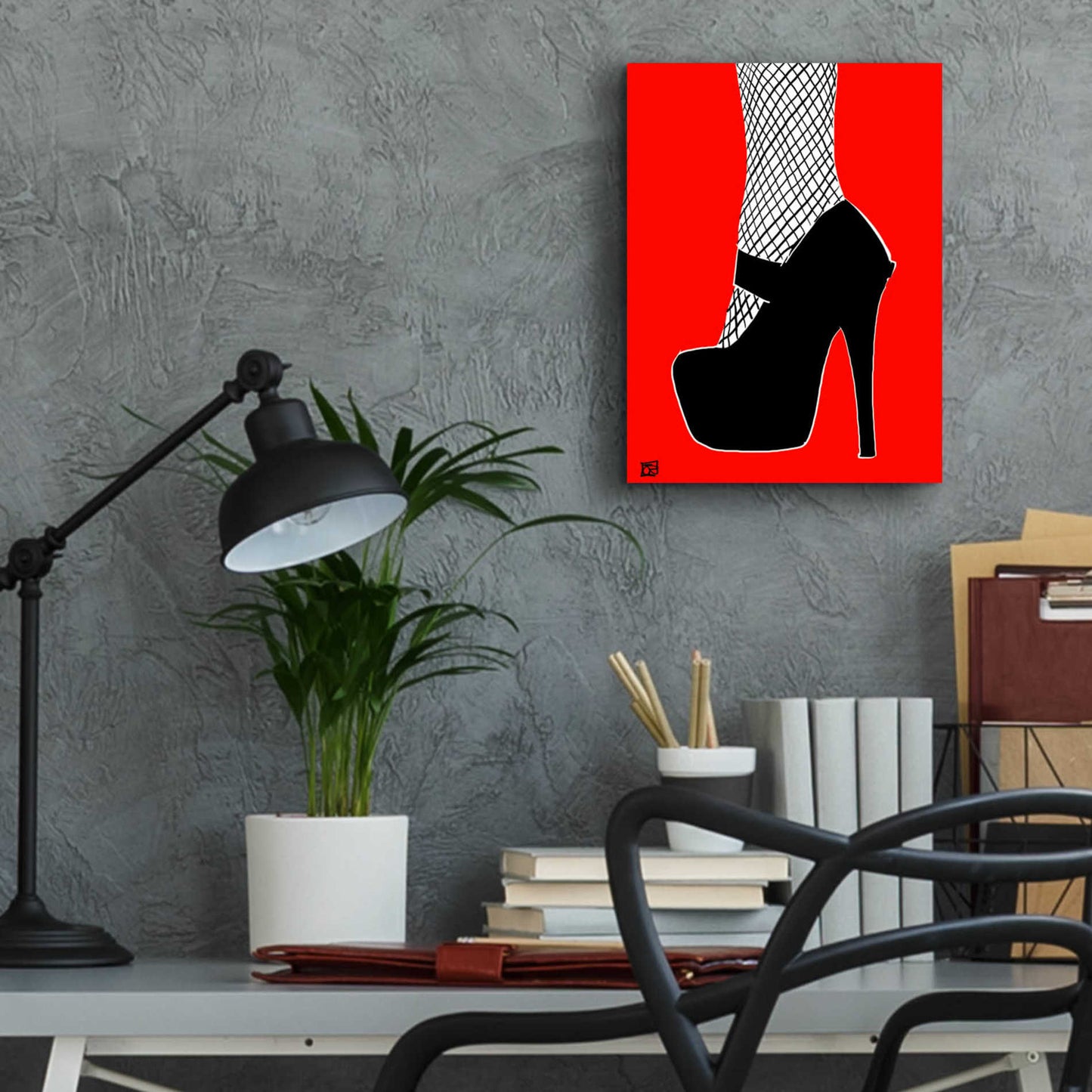 Epic Art 'Black heel on red' by Giuseppe Cristiano, Acrylic Glass Wall Art,12x16