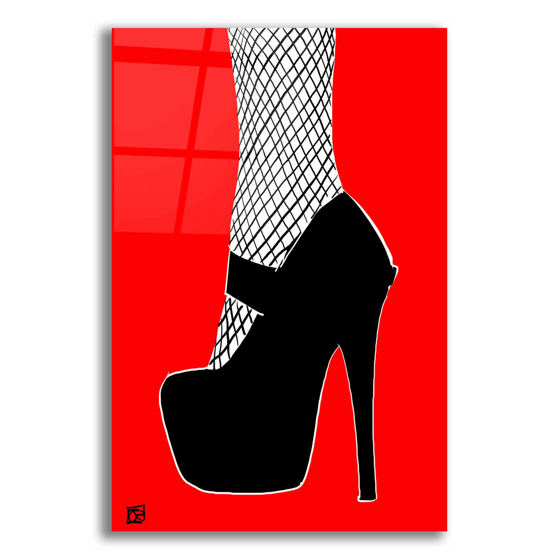 Epic Art 'Black heel on red' by Giuseppe Cristiano, Acrylic Glass Wall Art,12x16