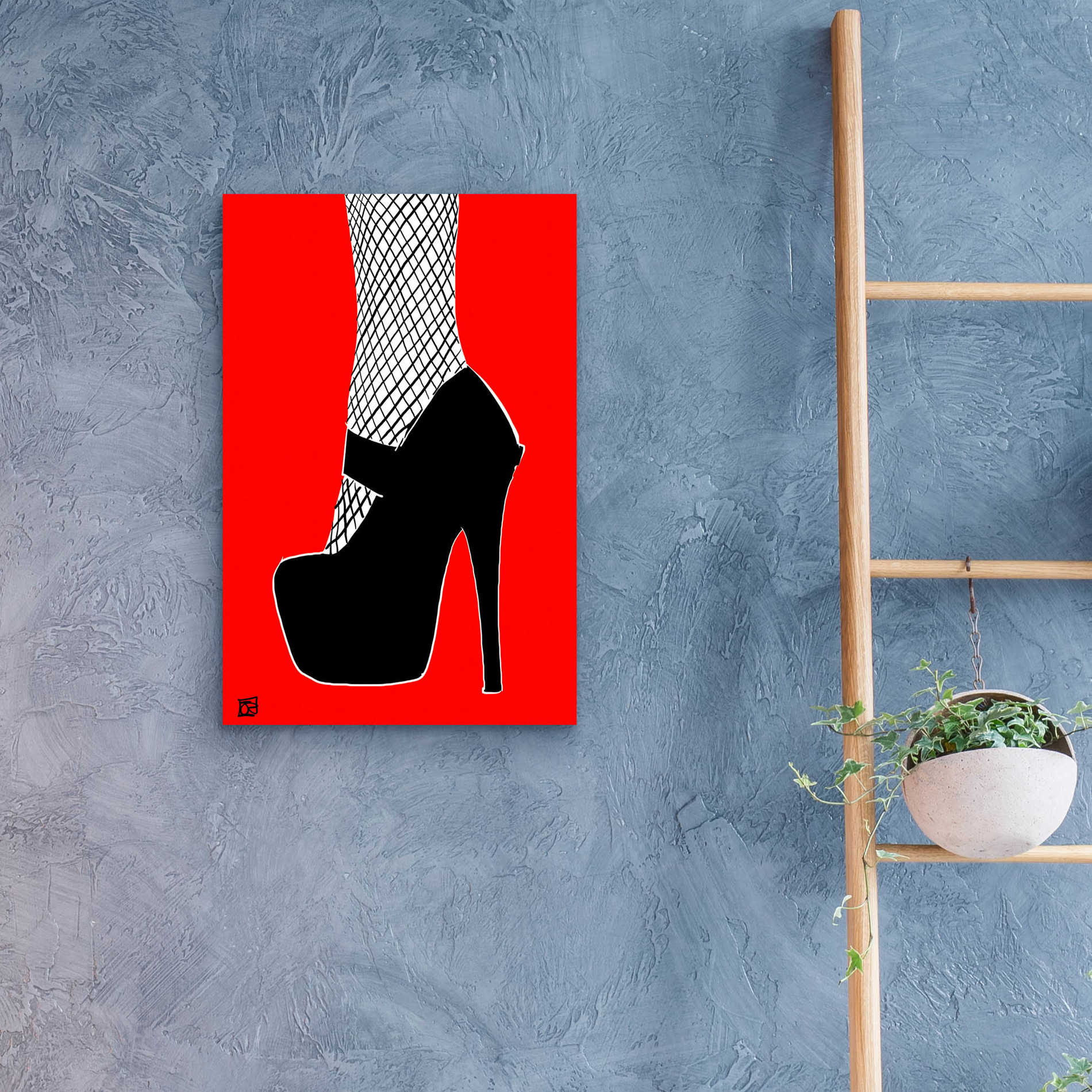 Epic Art 'Black heel on red' by Giuseppe Cristiano, Acrylic Glass Wall Art,16x24