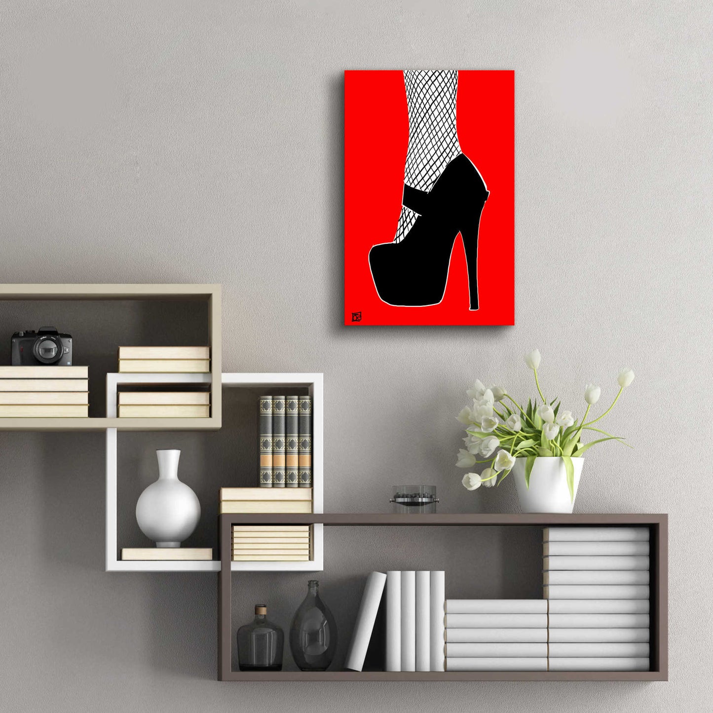 Epic Art 'Black heel on red' by Giuseppe Cristiano, Acrylic Glass Wall Art,16x24