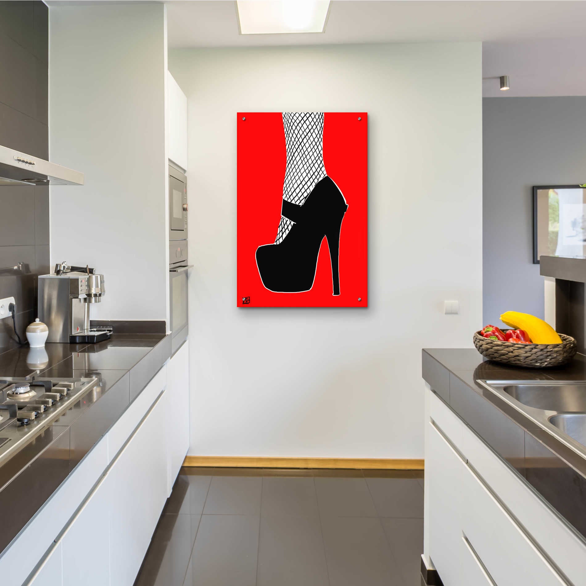 Epic Art 'Black heel on red' by Giuseppe Cristiano, Acrylic Glass Wall Art,24x36