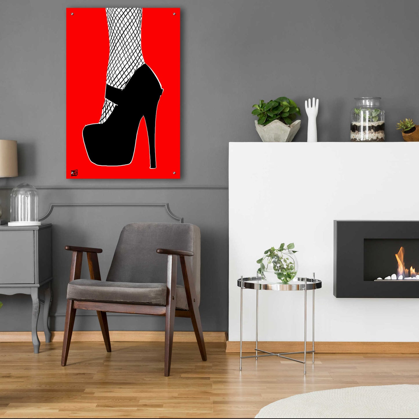 Epic Art 'Black heel on red' by Giuseppe Cristiano, Acrylic Glass Wall Art,24x36