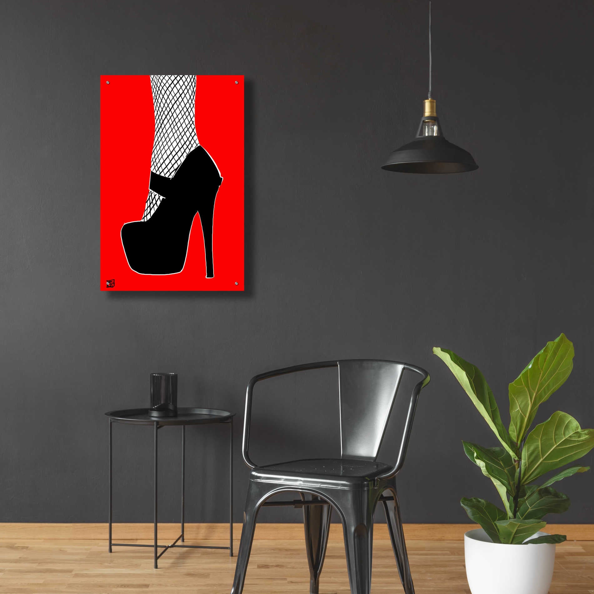 Epic Art 'Black heel on red' by Giuseppe Cristiano, Acrylic Glass Wall Art,24x36