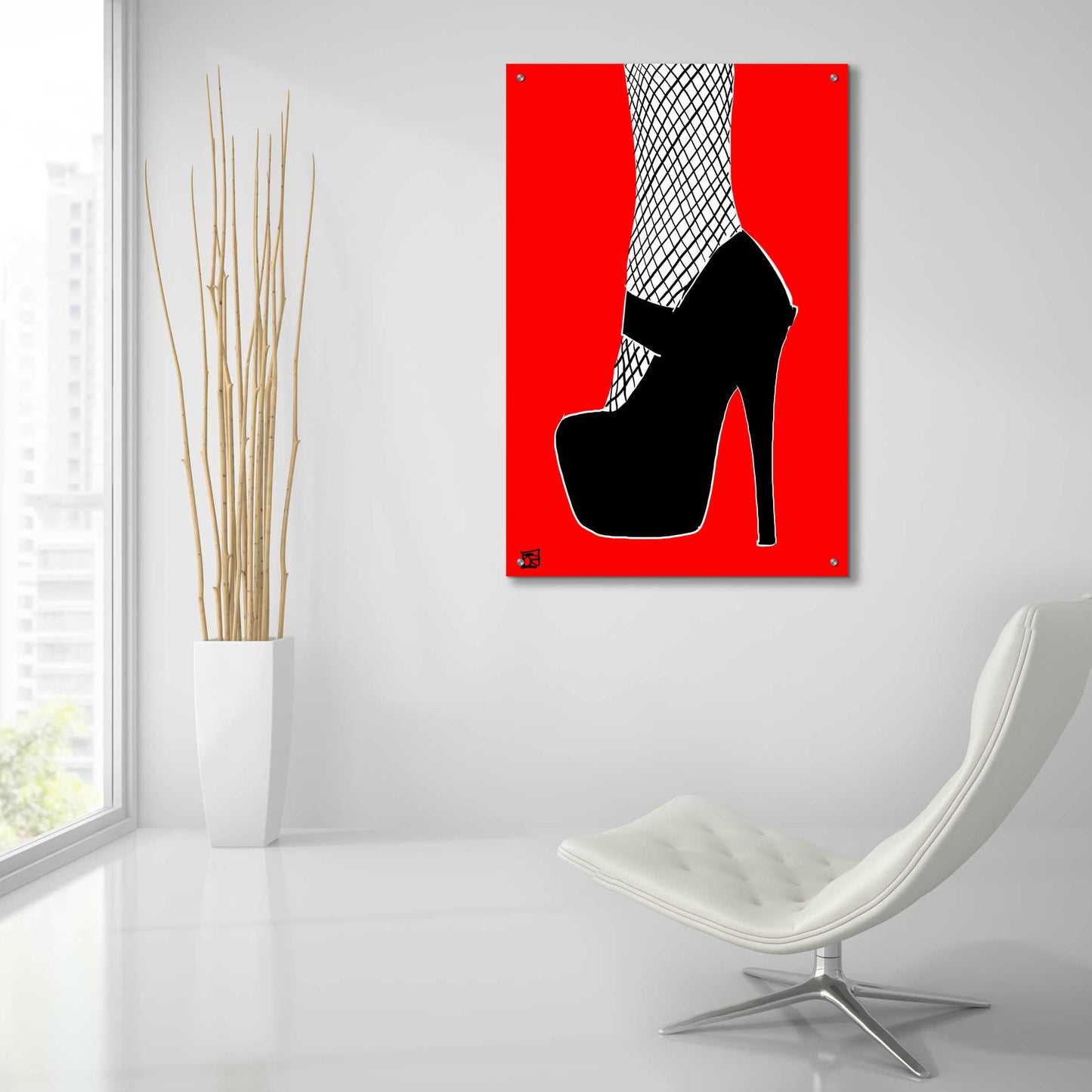 Epic Art 'Black heel on red' by Giuseppe Cristiano, Acrylic Glass Wall Art,24x36