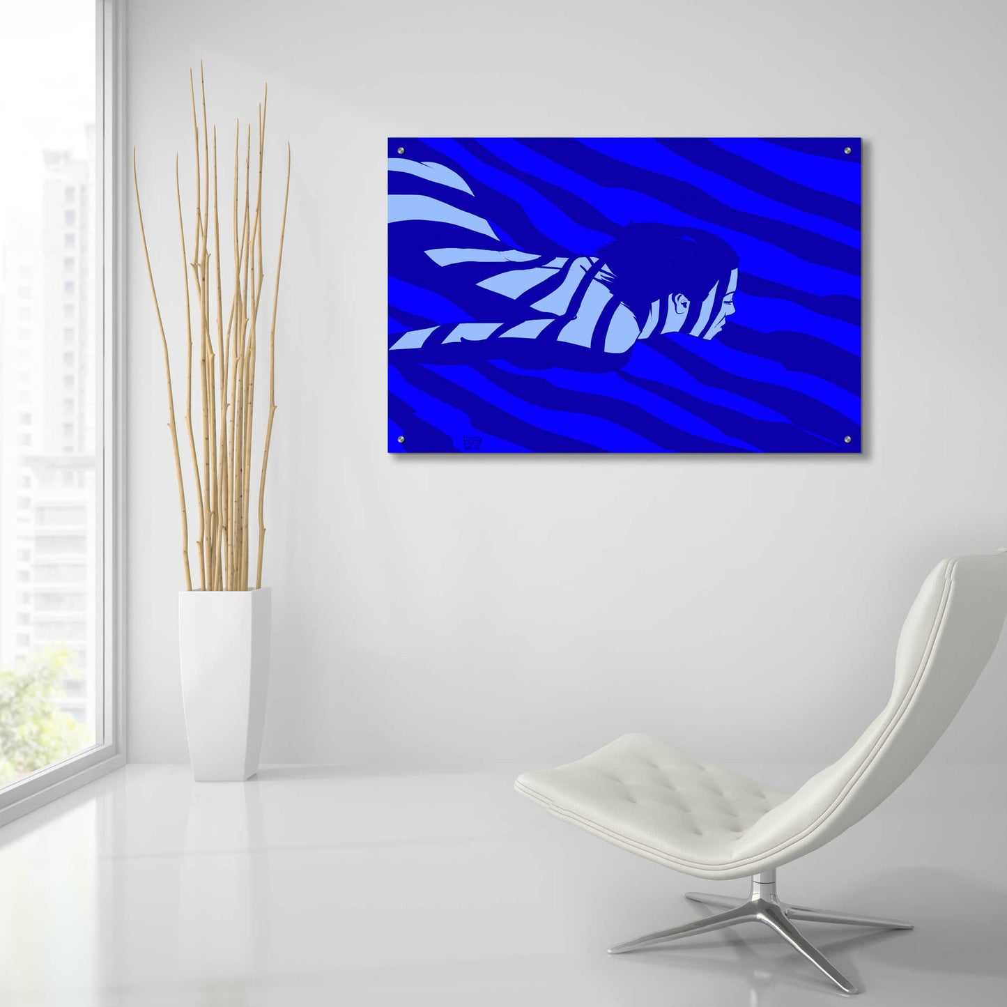 Epic Art 'Blue' by Giuseppe Cristiano, Acrylic Glass Wall Art,36x24