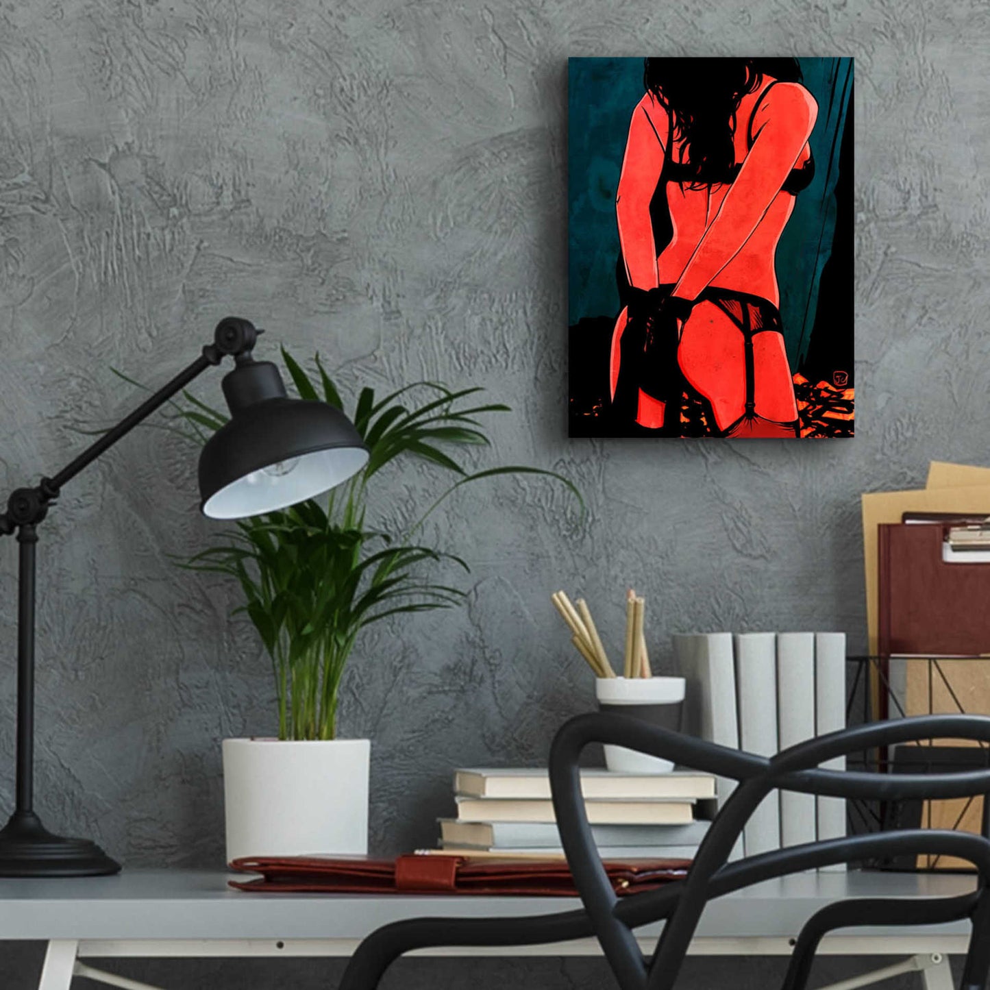 Epic Art 'Brunette in Lingerie' by Giuseppe Cristiano, Acrylic Glass Wall Art,12x16