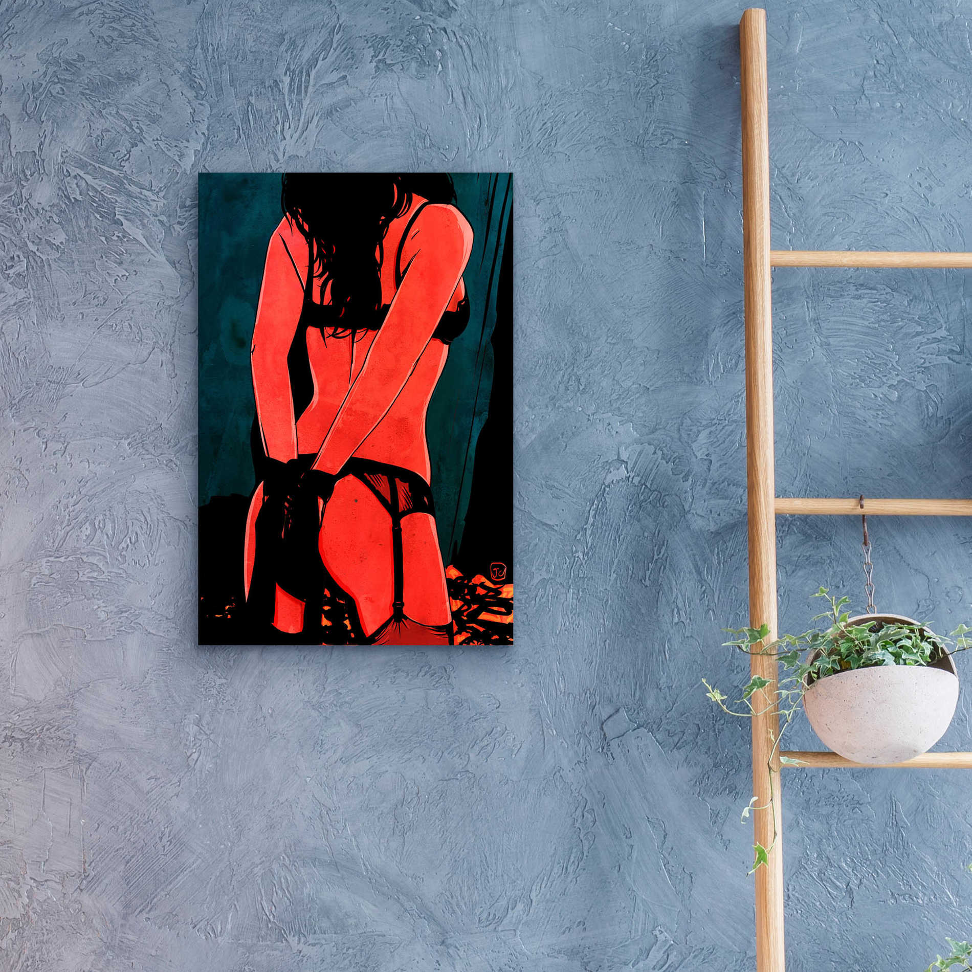 Epic Art 'Brunette in Lingerie' by Giuseppe Cristiano, Acrylic Glass Wall Art,16x24