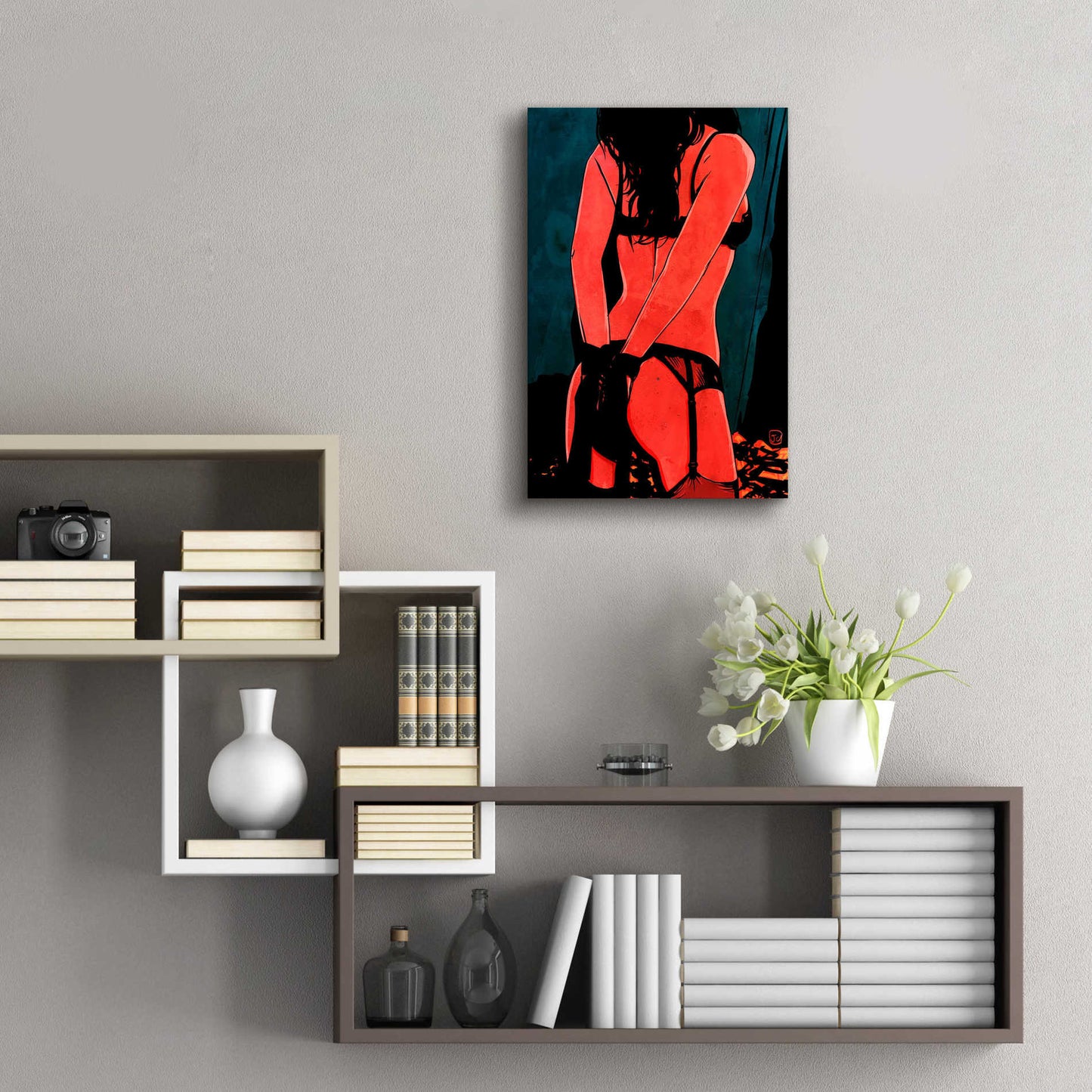 Epic Art 'Brunette in Lingerie' by Giuseppe Cristiano, Acrylic Glass Wall Art,16x24