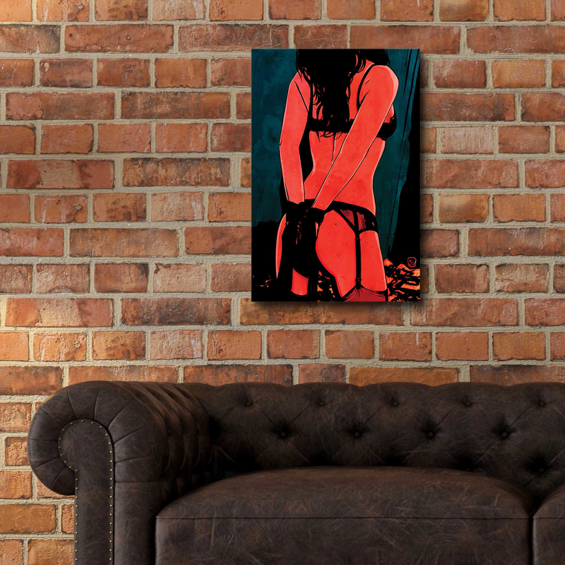 Epic Art 'Brunette in Lingerie' by Giuseppe Cristiano, Acrylic Glass Wall Art,16x24