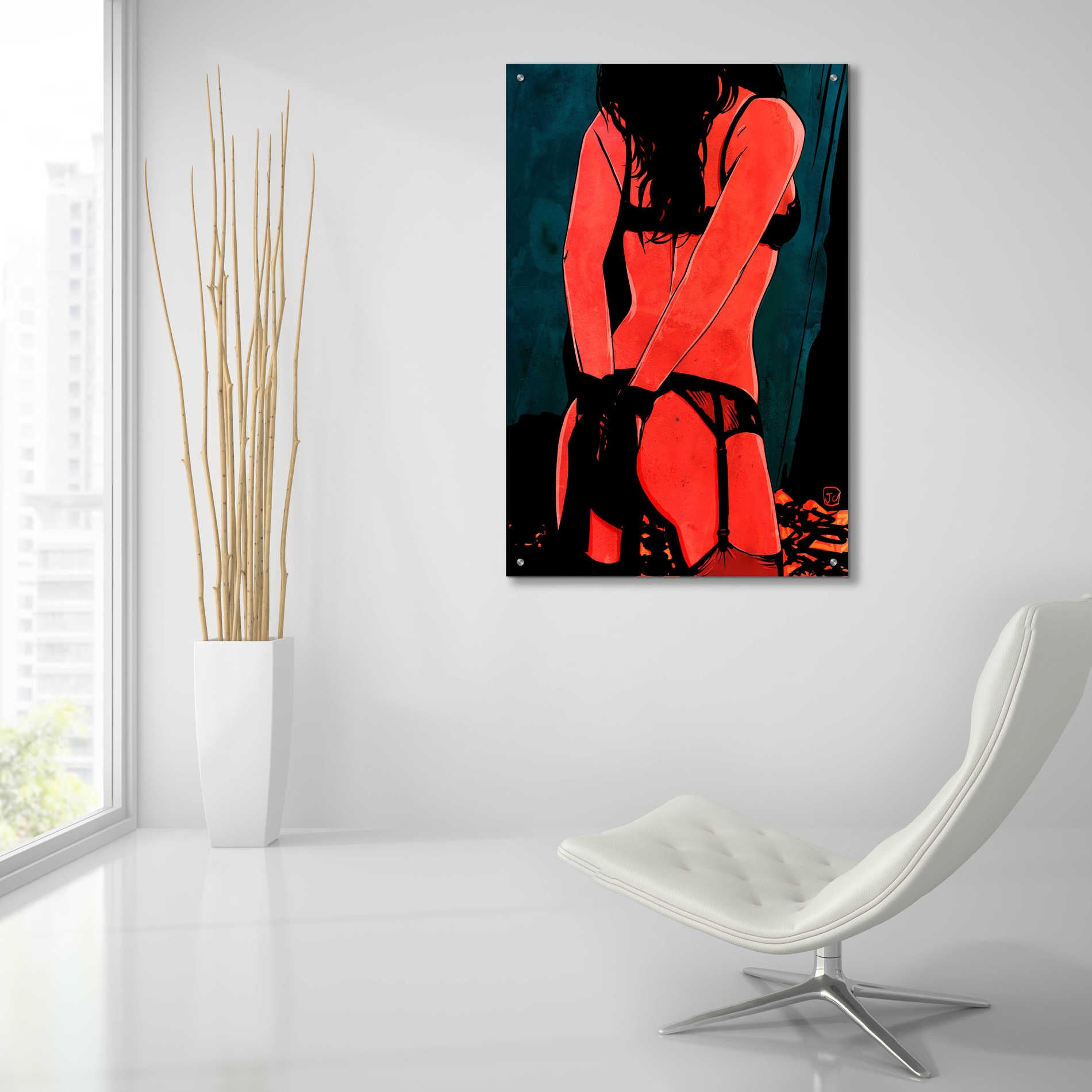 Epic Art 'Brunette in Lingerie' by Giuseppe Cristiano, Acrylic Glass Wall Art,24x36