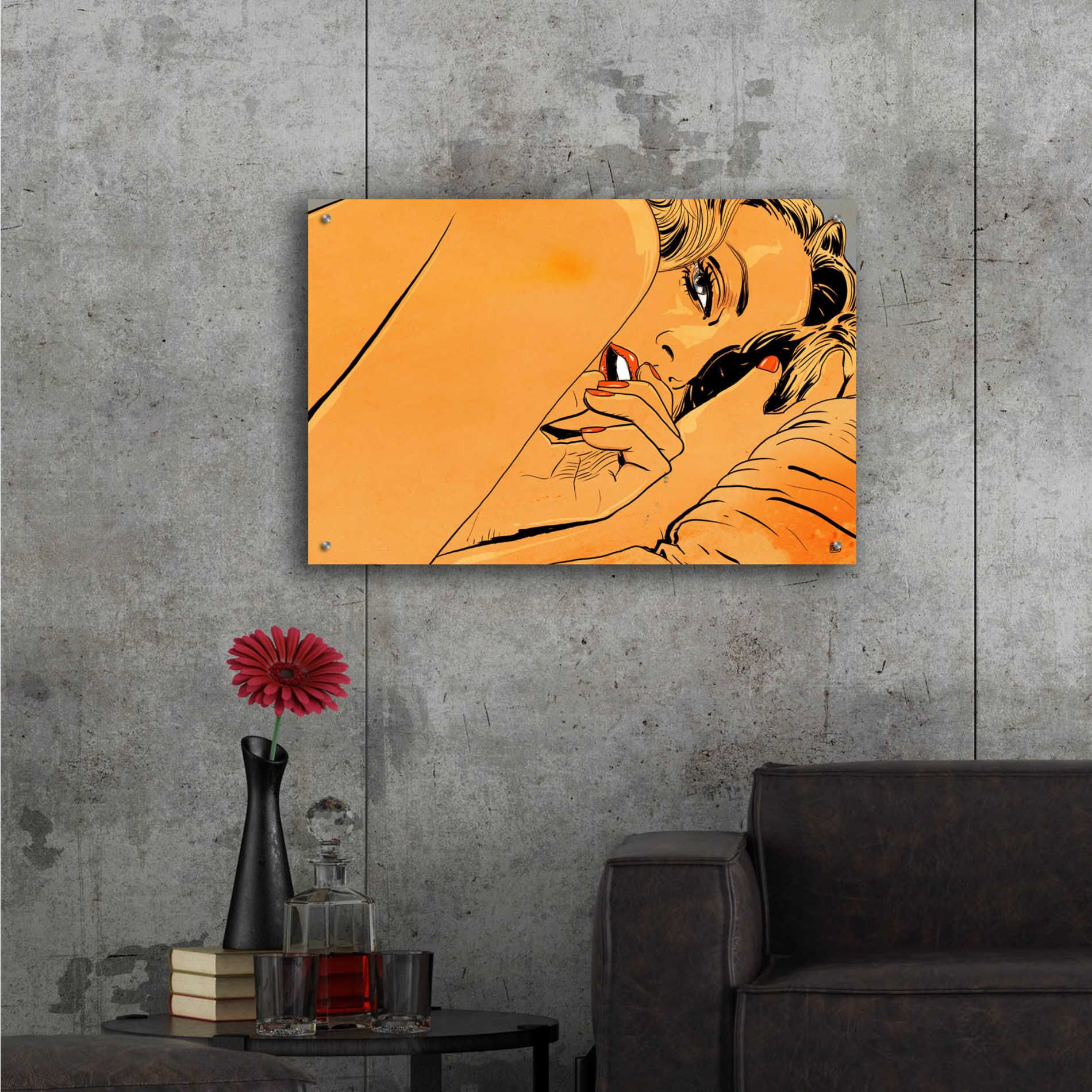 Epic Art 'Girl in bed 1' by Giuseppe Cristiano, Acrylic Glass Wall Art,36x24