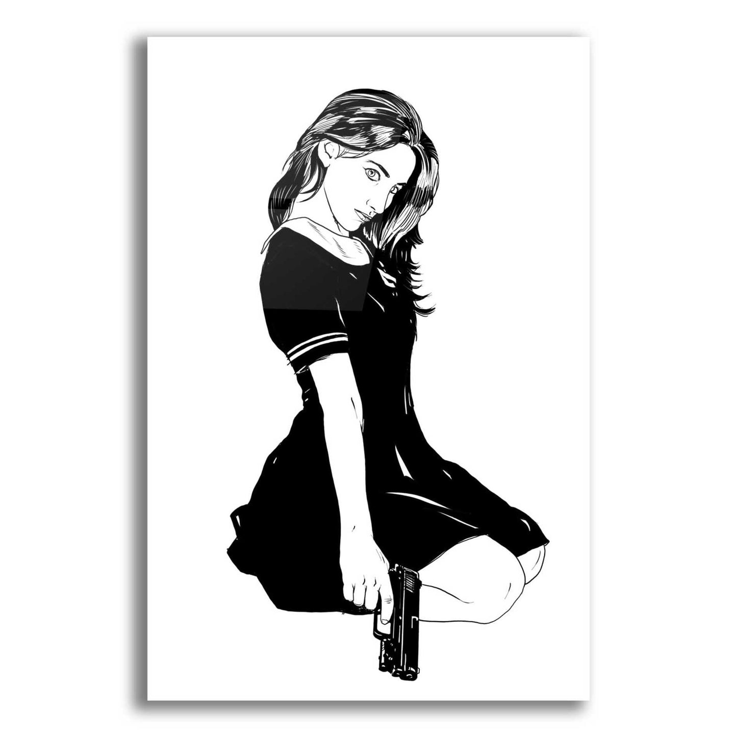 Epic Art 'Girl With Gun II' by Giuseppe Cristiano, Acrylic Glass Wall Art,12x16