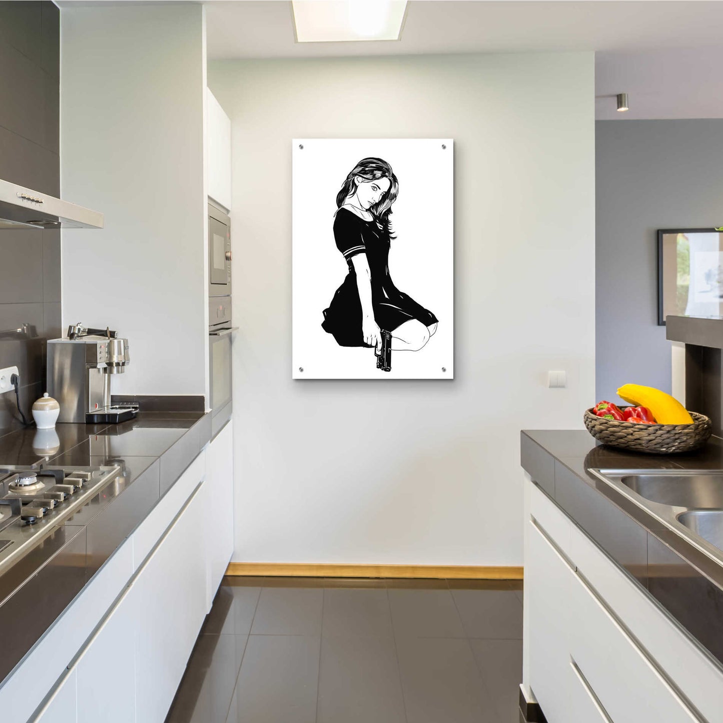 Epic Art 'Girl With Gun II' by Giuseppe Cristiano, Acrylic Glass Wall Art,24x36