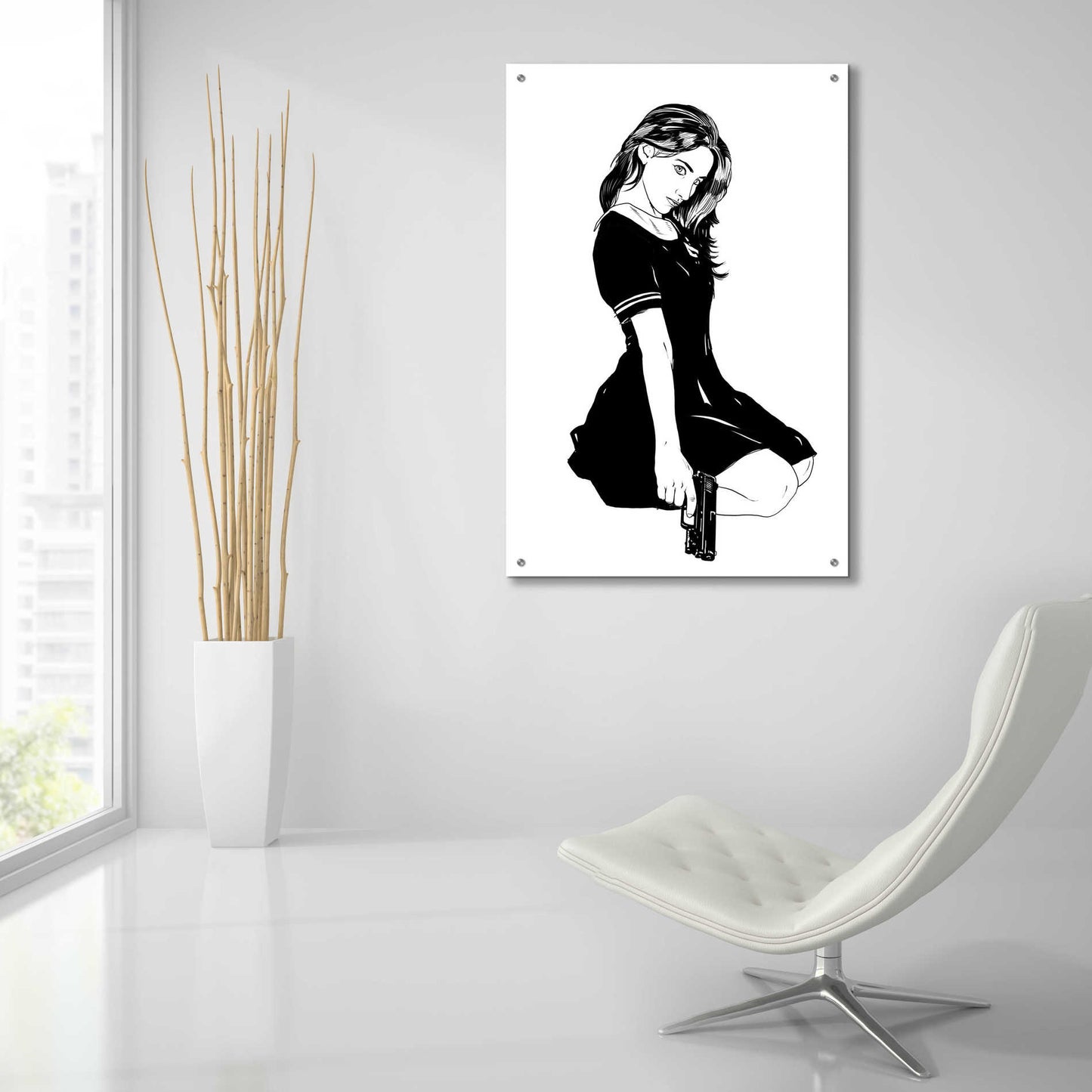 Epic Art 'Girl With Gun II' by Giuseppe Cristiano, Acrylic Glass Wall Art,24x36