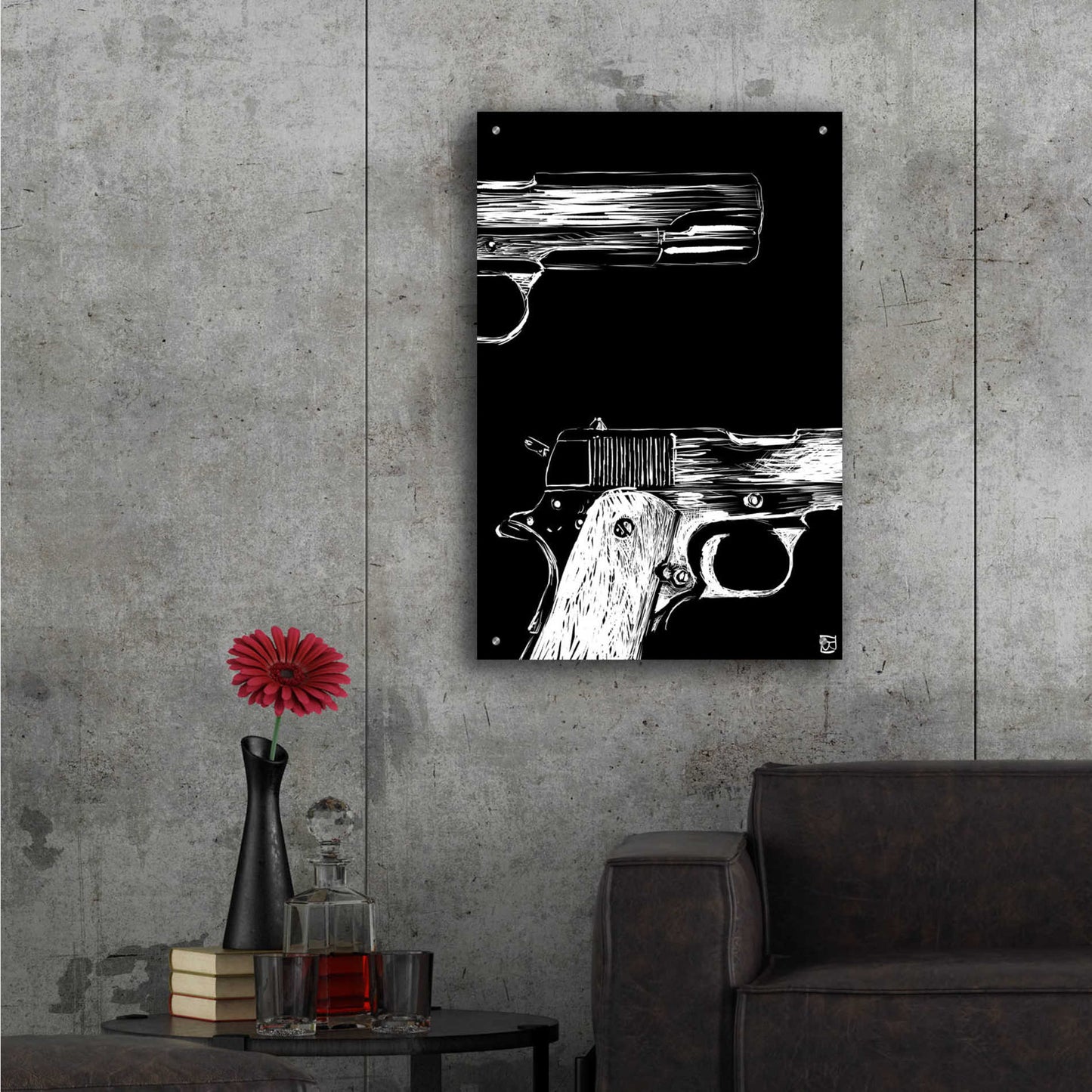 Epic Art 'Guns' by Giuseppe Cristiano, Acrylic Glass Wall Art,24x36