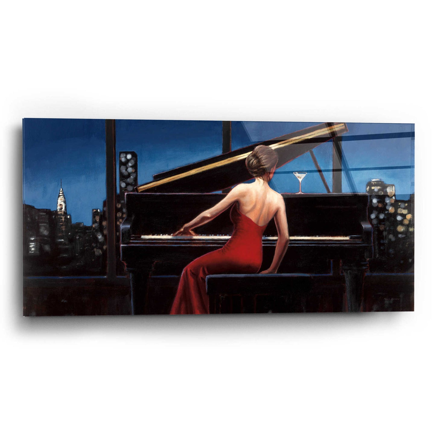 Epic Art 'Lady in Red' by Marco Fabiano, Acrylic Glass Wall Art,24x12
