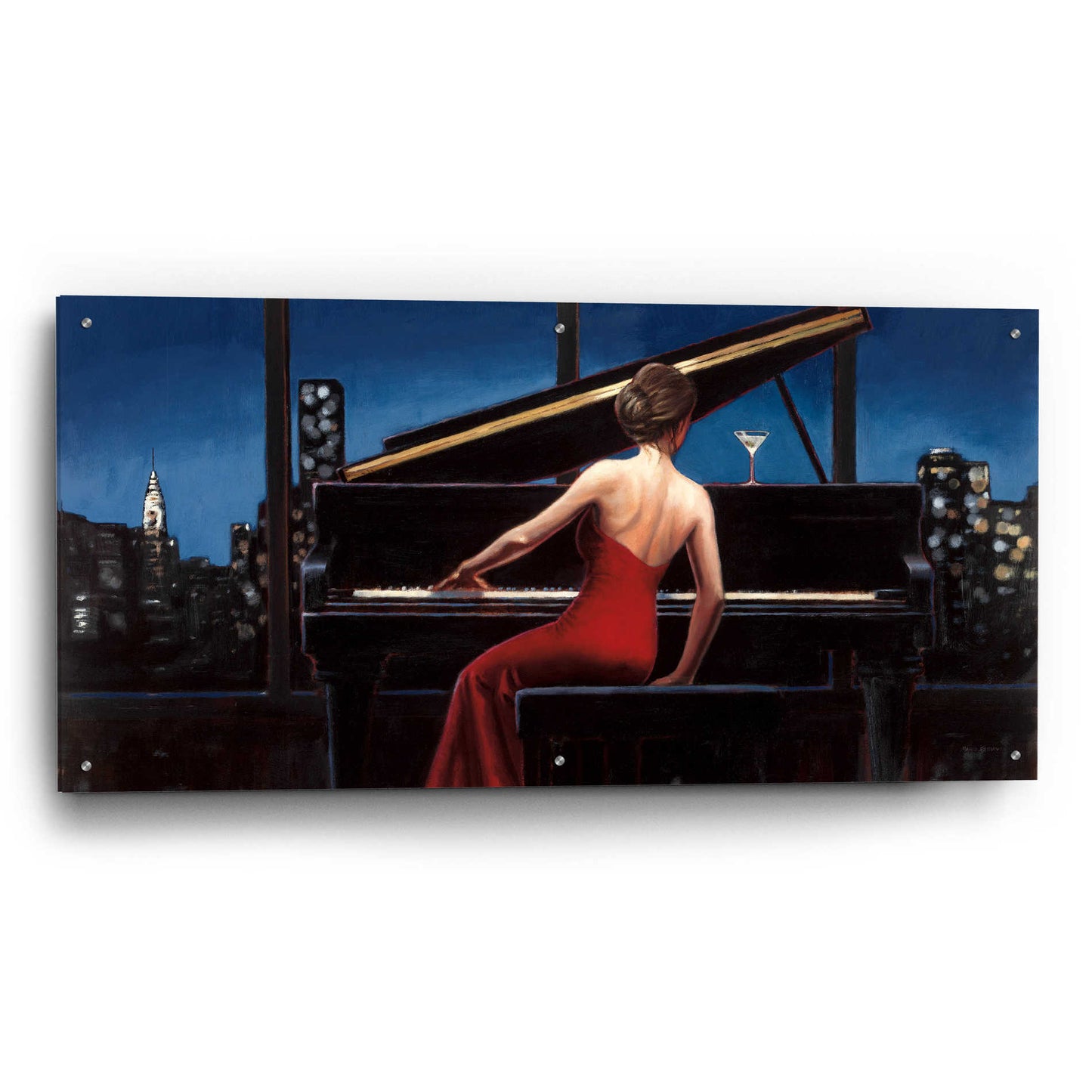 Epic Art 'Lady in Red' by Marco Fabiano, Acrylic Glass Wall Art,48x24