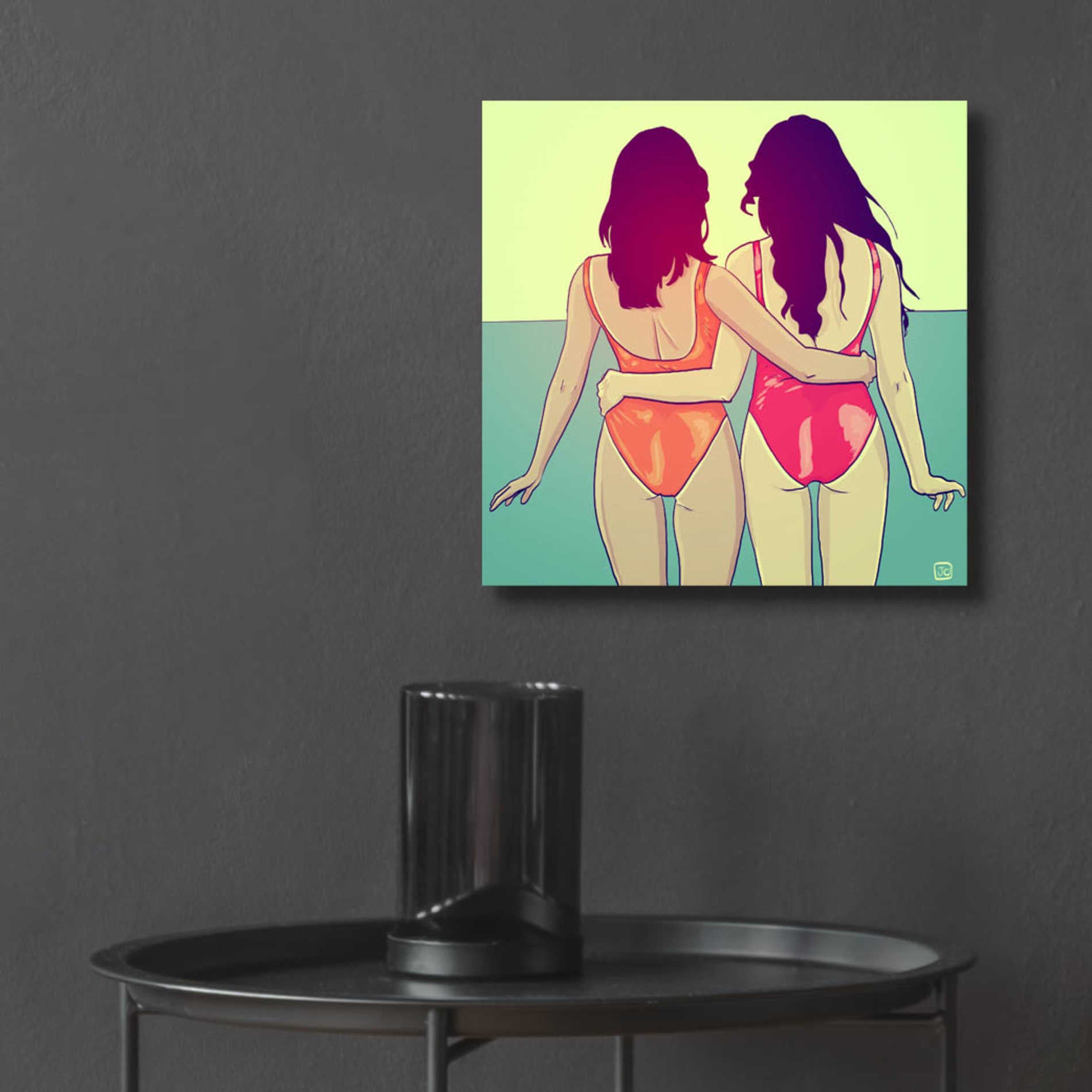 Epic Art 'Swimsuit Girlfriends' by Giuseppe Cristiano, Acrylic Glass Wall Art,12x12