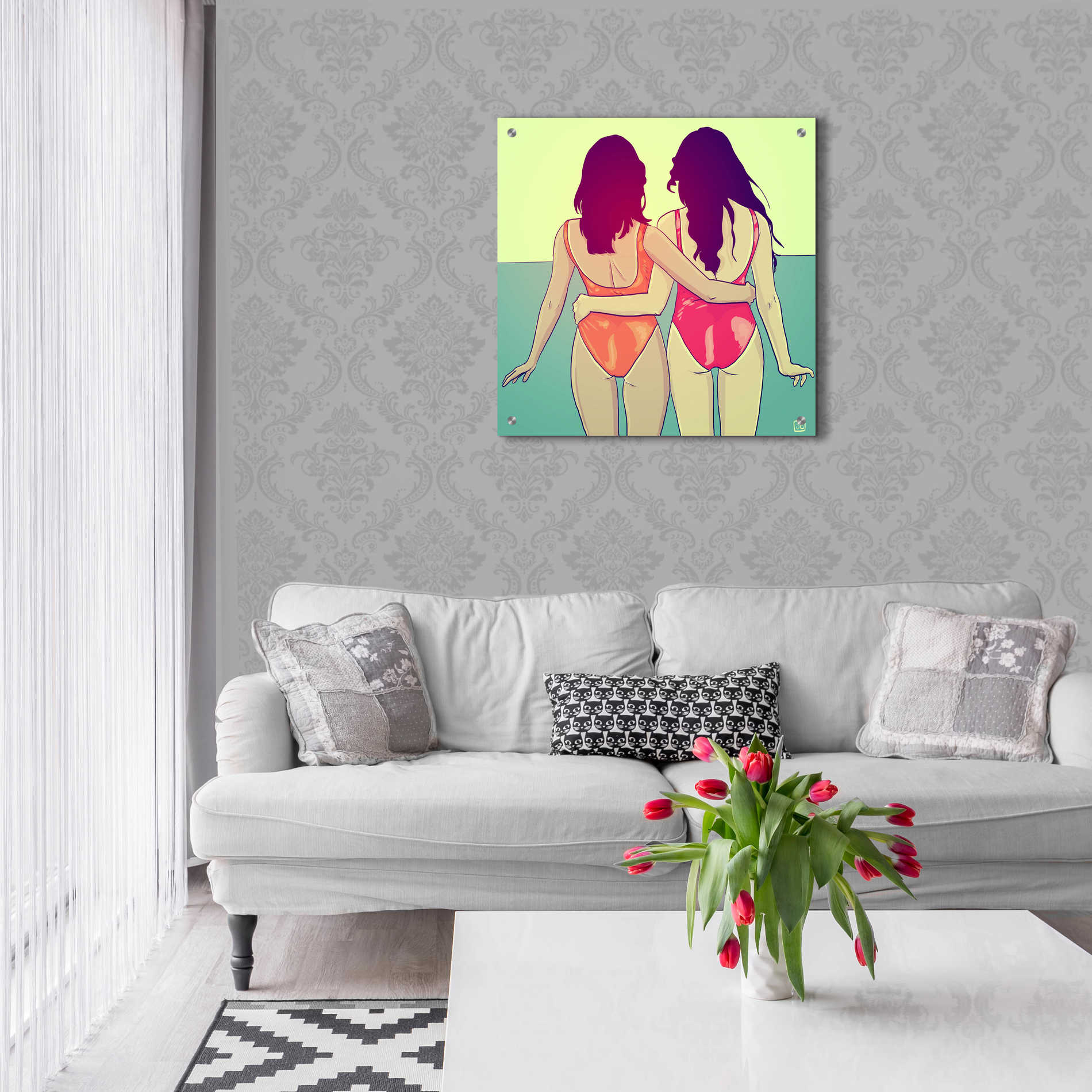 Epic Art 'Swimsuit Girlfriends' by Giuseppe Cristiano, Acrylic Glass Wall Art,24x24