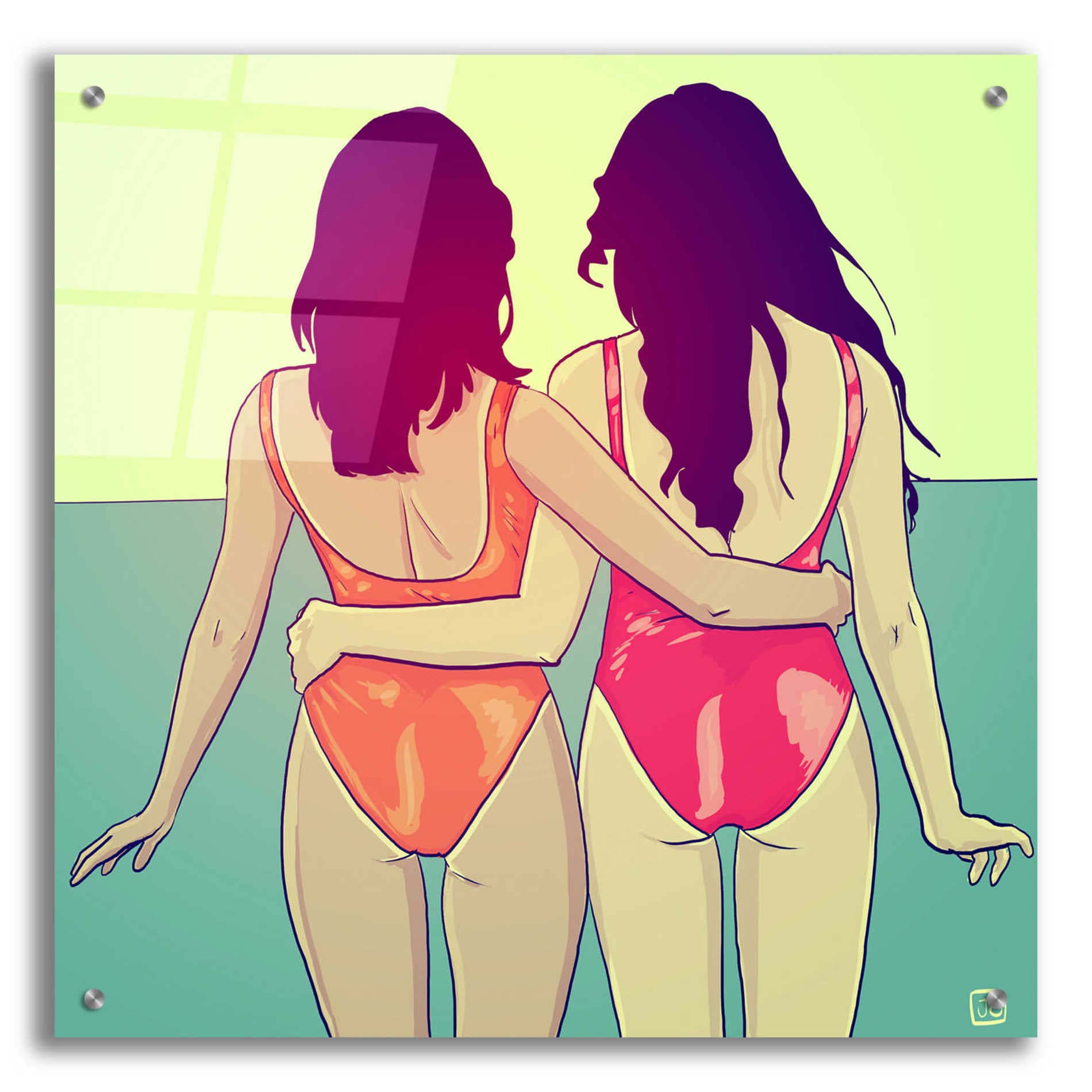 Epic Art 'Swimsuit Girlfriends' by Giuseppe Cristiano, Acrylic Glass Wall Art,24x24
