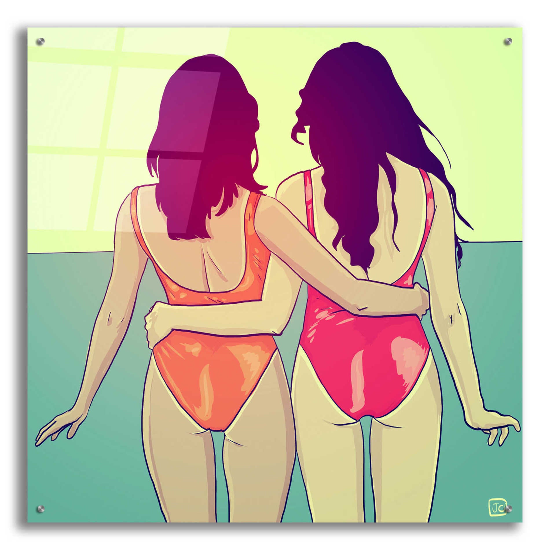 Epic Art 'Swimsuit Girlfriends' by Giuseppe Cristiano, Acrylic Glass Wall Art,36x36