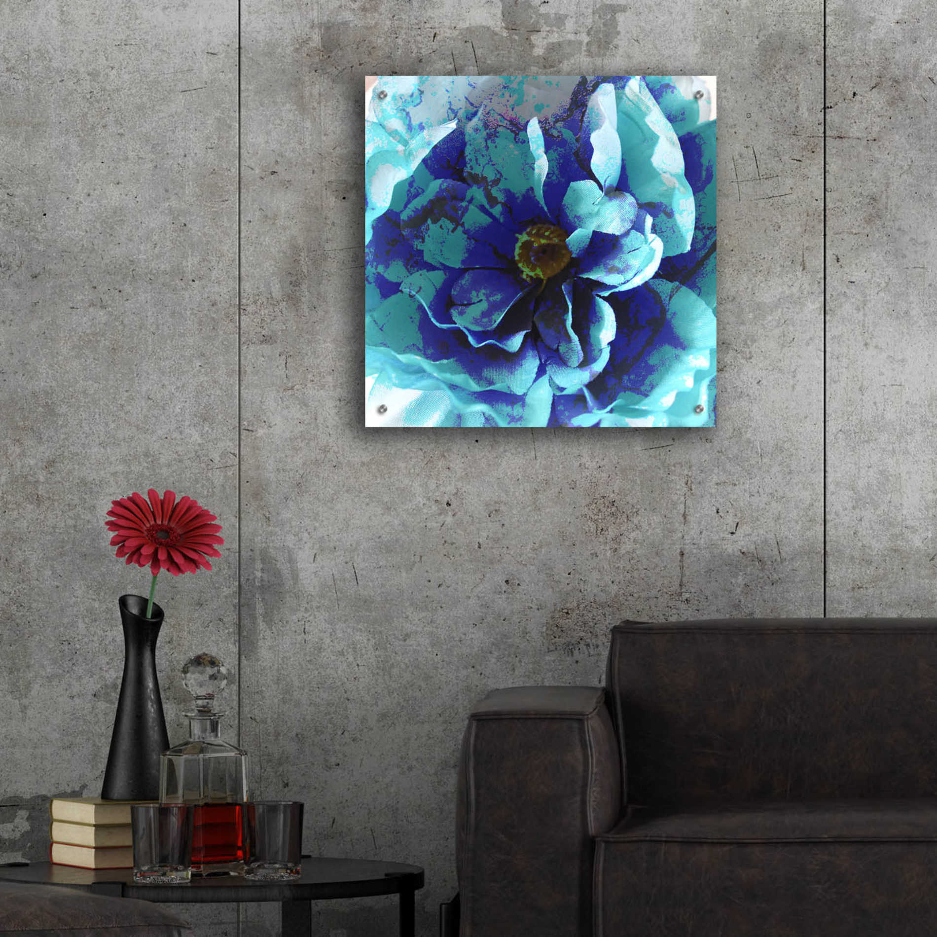 Epic Art 'Blue Flower' by Shandra Smith, Acrylic Glass Wall Art,24x24