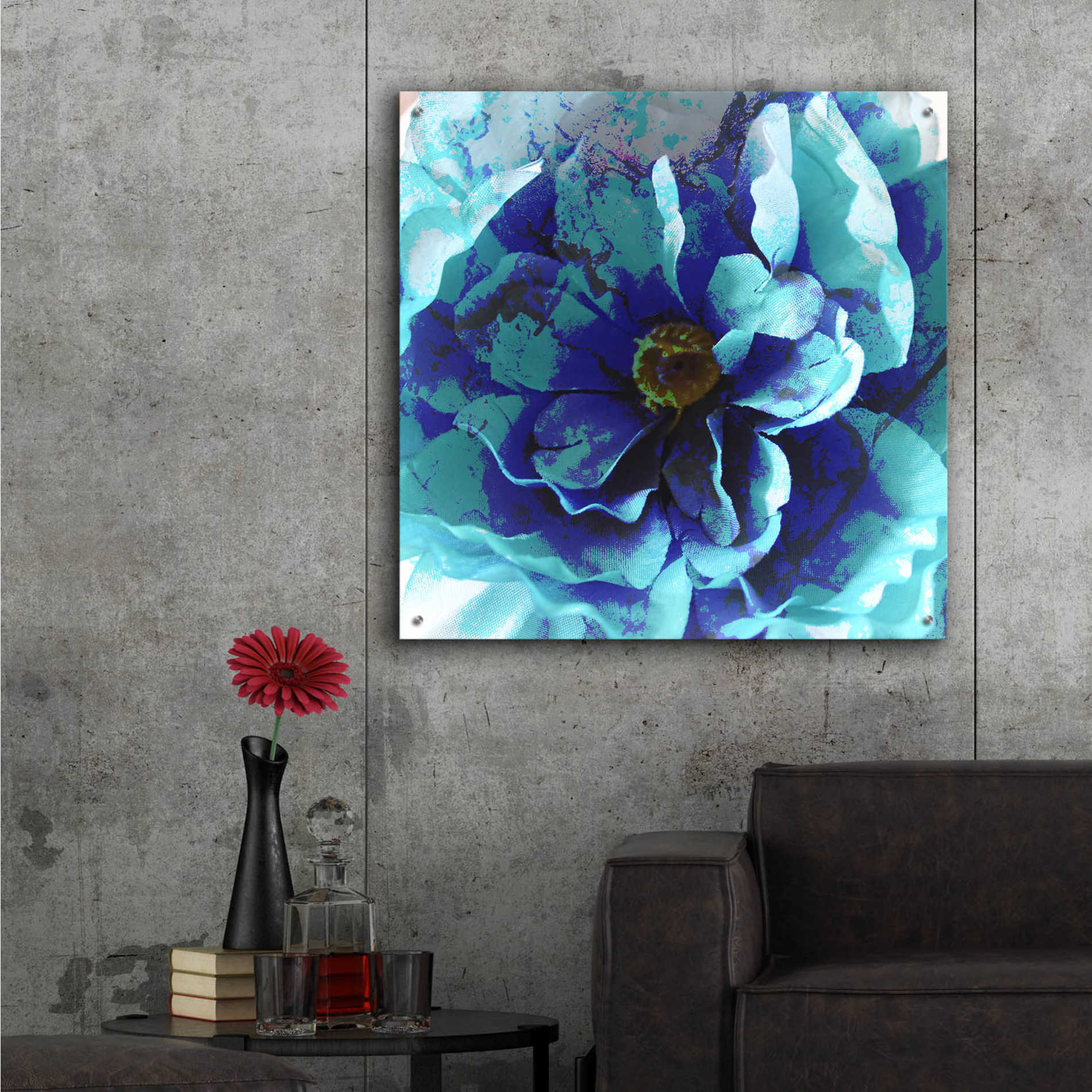 Epic Art 'Blue Flower' by Shandra Smith, Acrylic Glass Wall Art,36x36