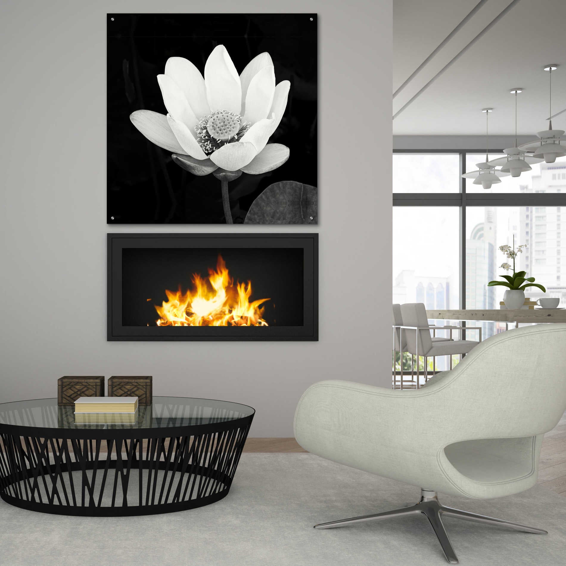 Epic Art 'Lotus Flower I' by Debra Van Swearingen, Acrylic Glass Wall Art,36x36