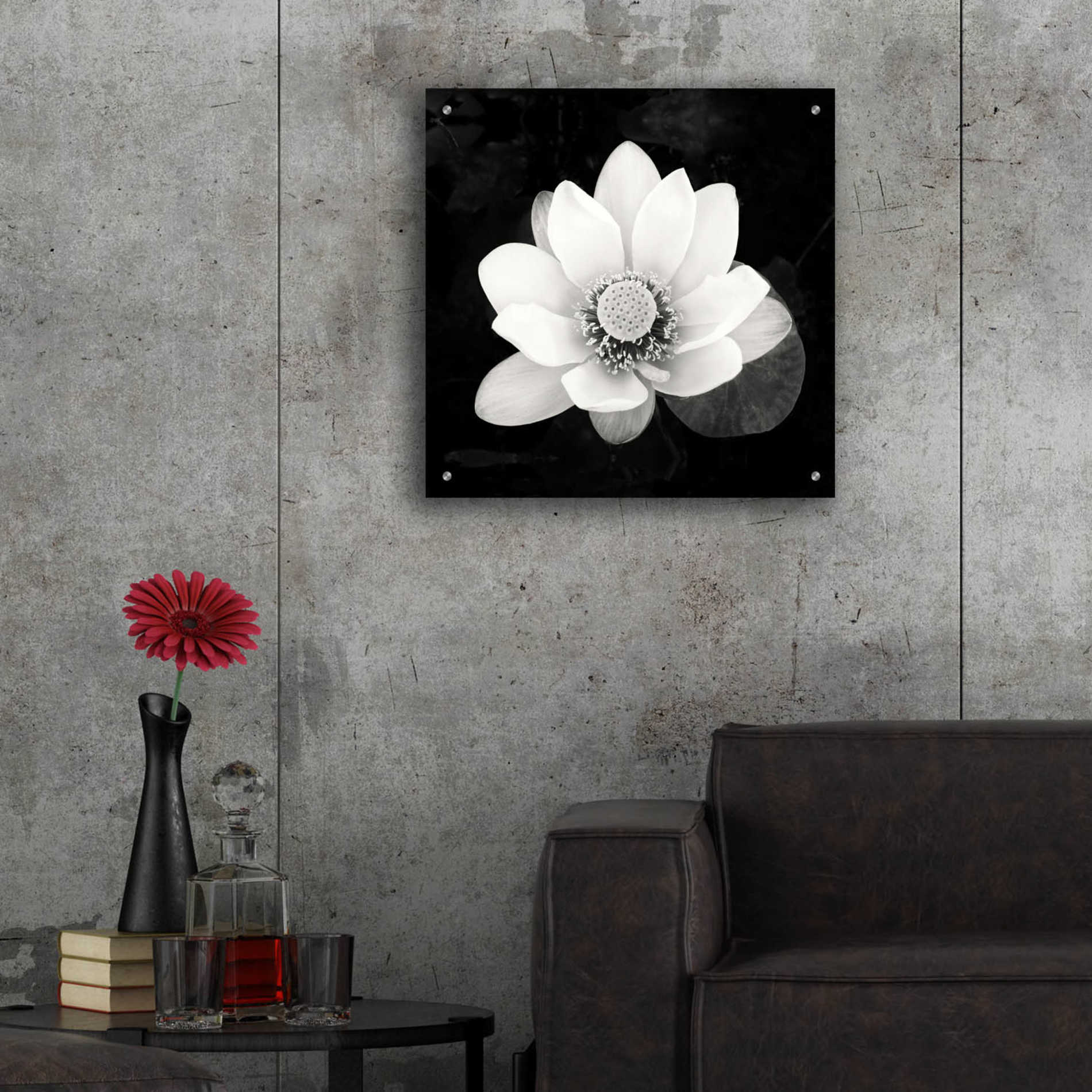 Epic Art 'Lotus Flower II' by Debra Van Swearingen, Acrylic Glass Wall Art,24x24