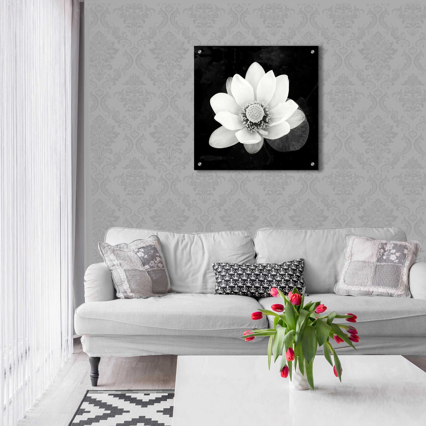 Epic Art 'Lotus Flower II' by Debra Van Swearingen, Acrylic Glass Wall Art,24x24