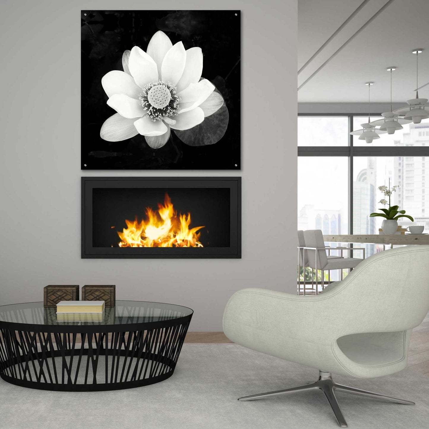 Epic Art 'Lotus Flower II' by Debra Van Swearingen, Acrylic Glass Wall Art,36x36