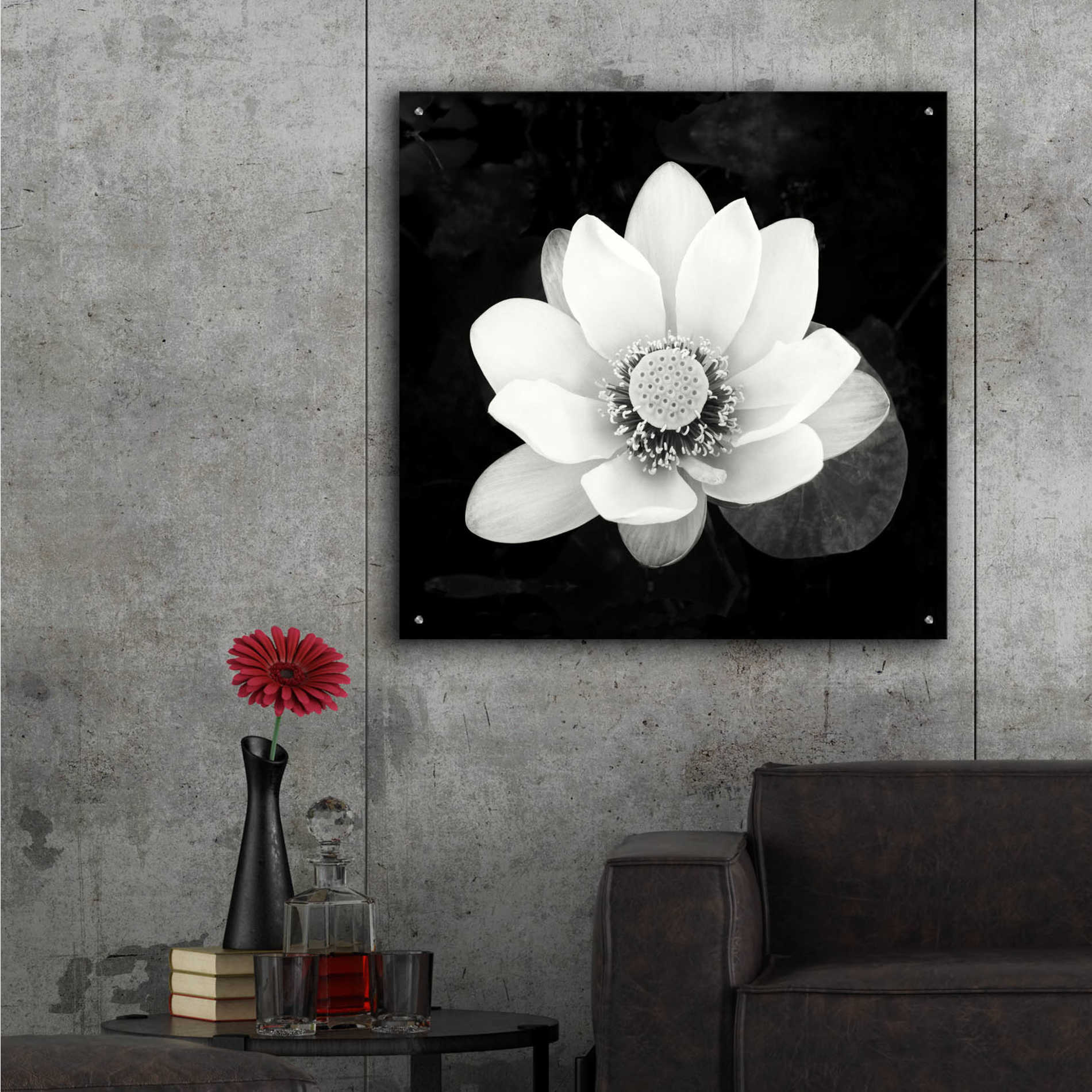 Epic Art 'Lotus Flower II' by Debra Van Swearingen, Acrylic Glass Wall Art,36x36