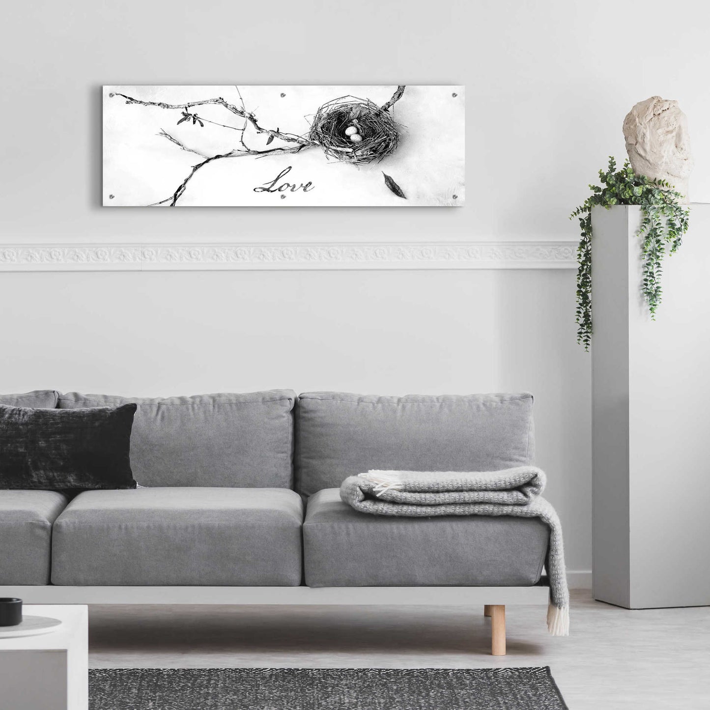 Epic Art 'Nest and Branch Love' by Debra Van Swearingen, Acrylic Glass Wall Art,48x16