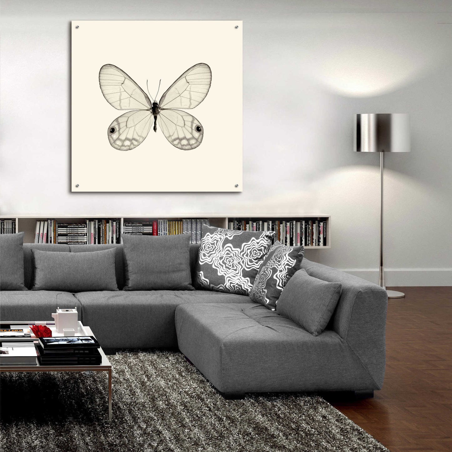 Epic Art 'Butterfly I B&W' by Debra Van Swearingen, Acrylic Glass Wall Art,36x36