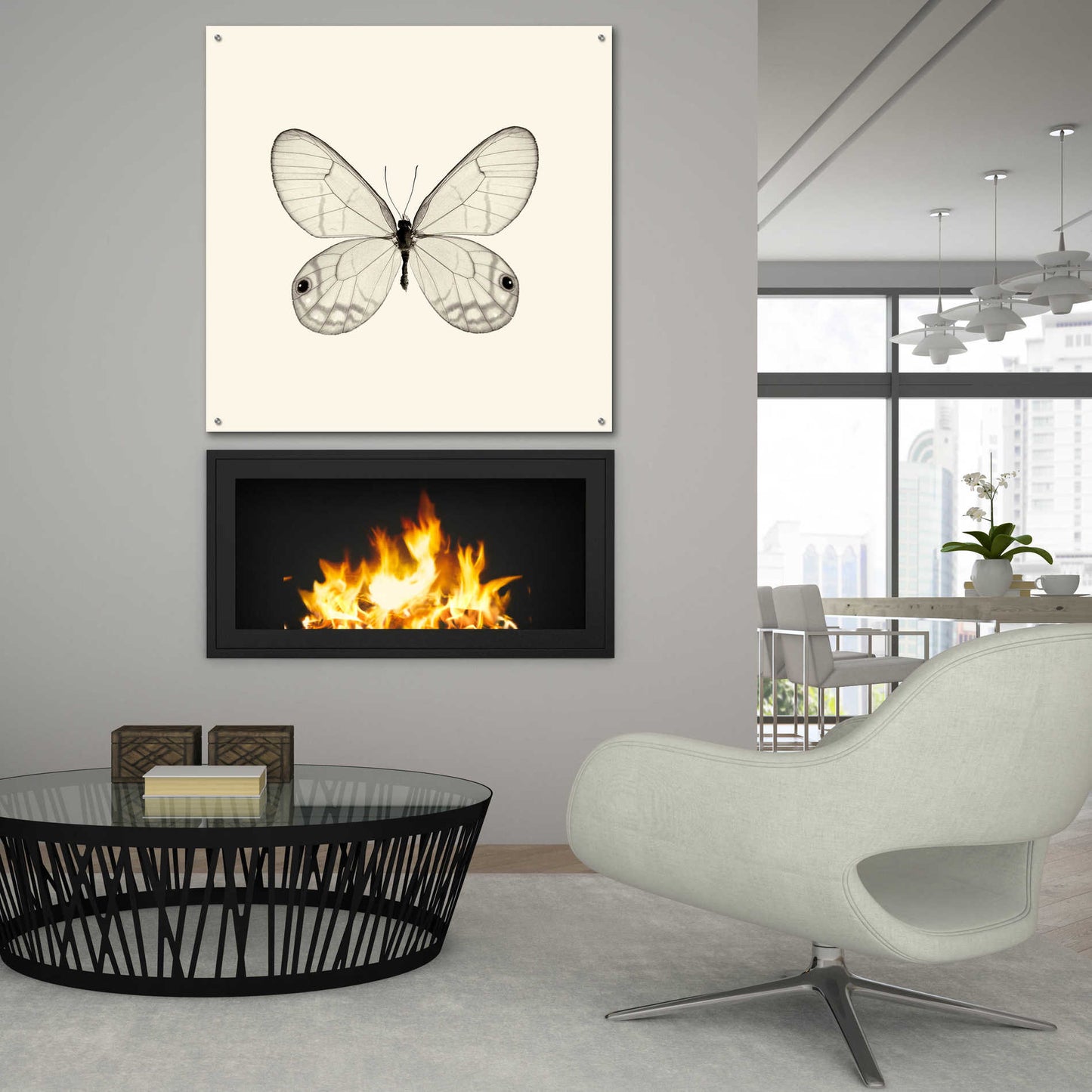 Epic Art 'Butterfly I B&W' by Debra Van Swearingen, Acrylic Glass Wall Art,36x36