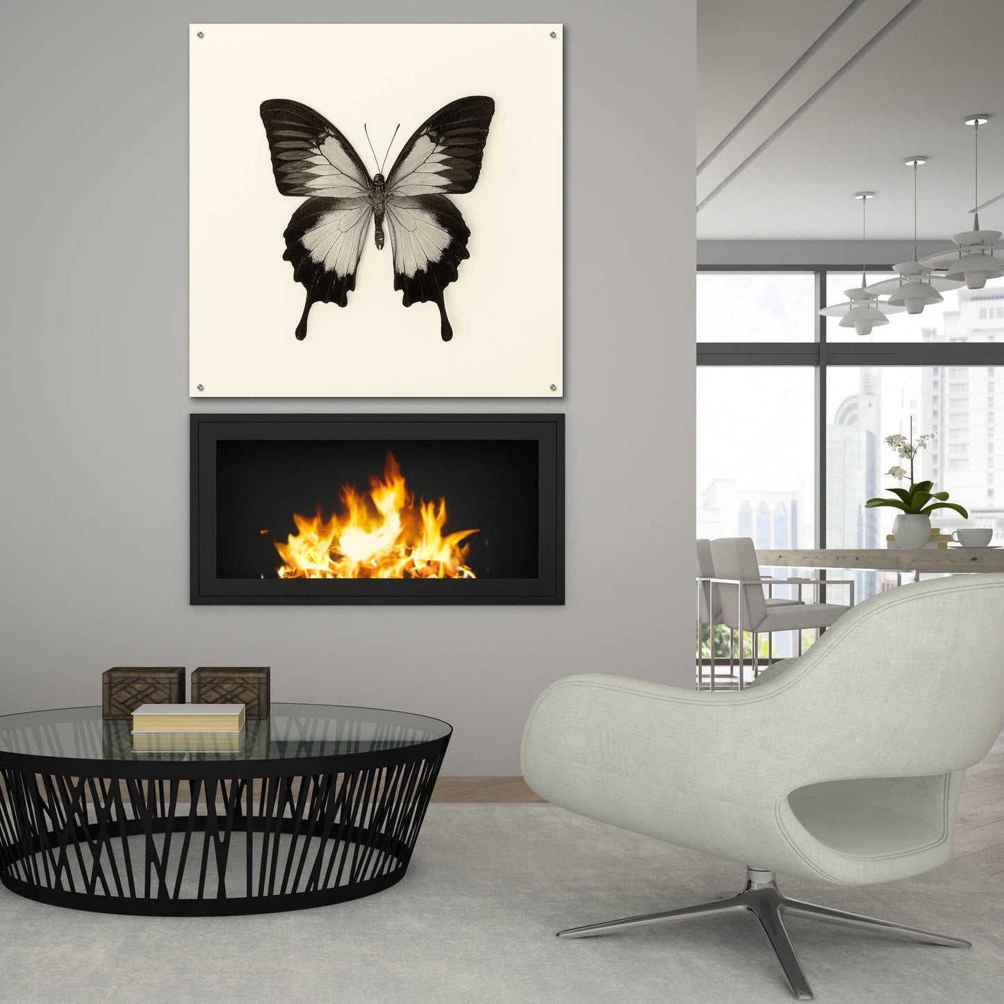 Epic Art 'Butterfly III B&W' by Debra Van Swearingen, Acrylic Glass Wall Art,36x36