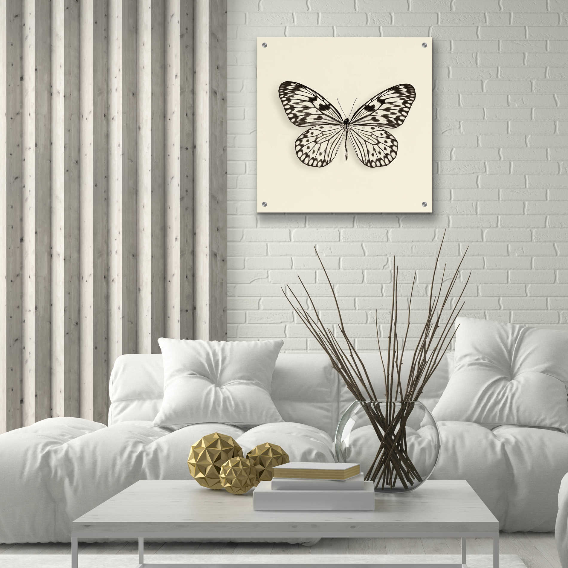 Epic Art 'Butterfly V B&W' by Debra Van Swearingen, Acrylic Glass Wall Art,24x24