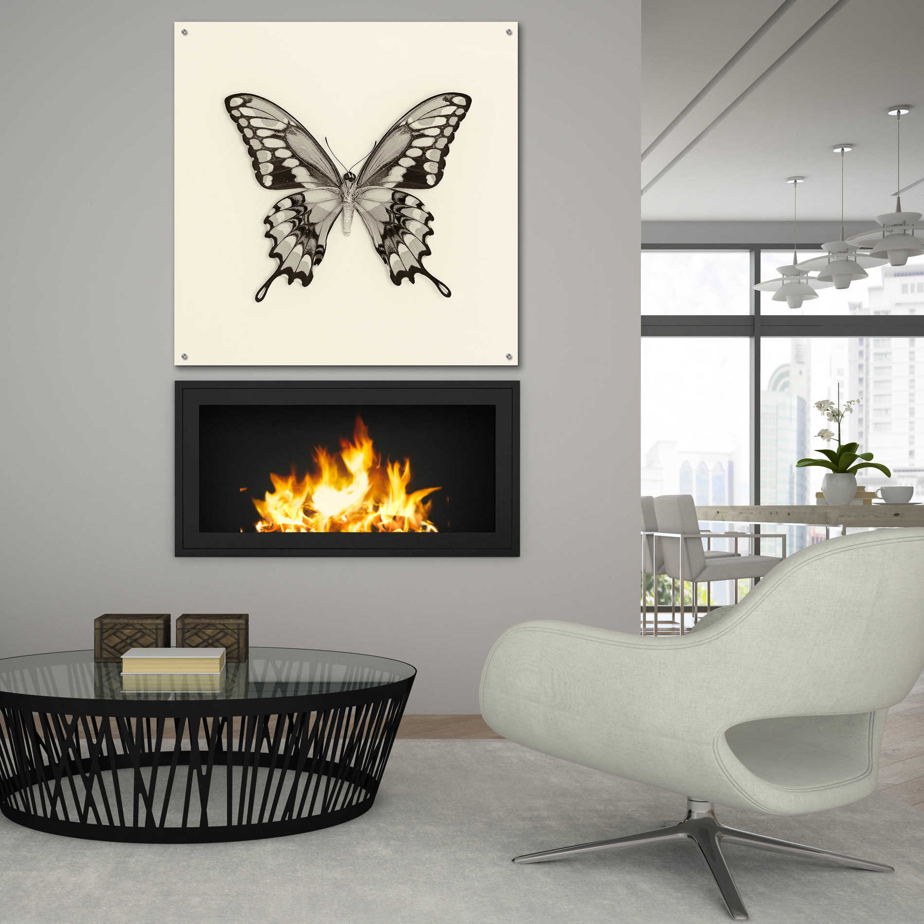 Epic Art 'Butterfly VI B&W' by Debra Van Swearingen, Acrylic Glass Wall Art,36x36