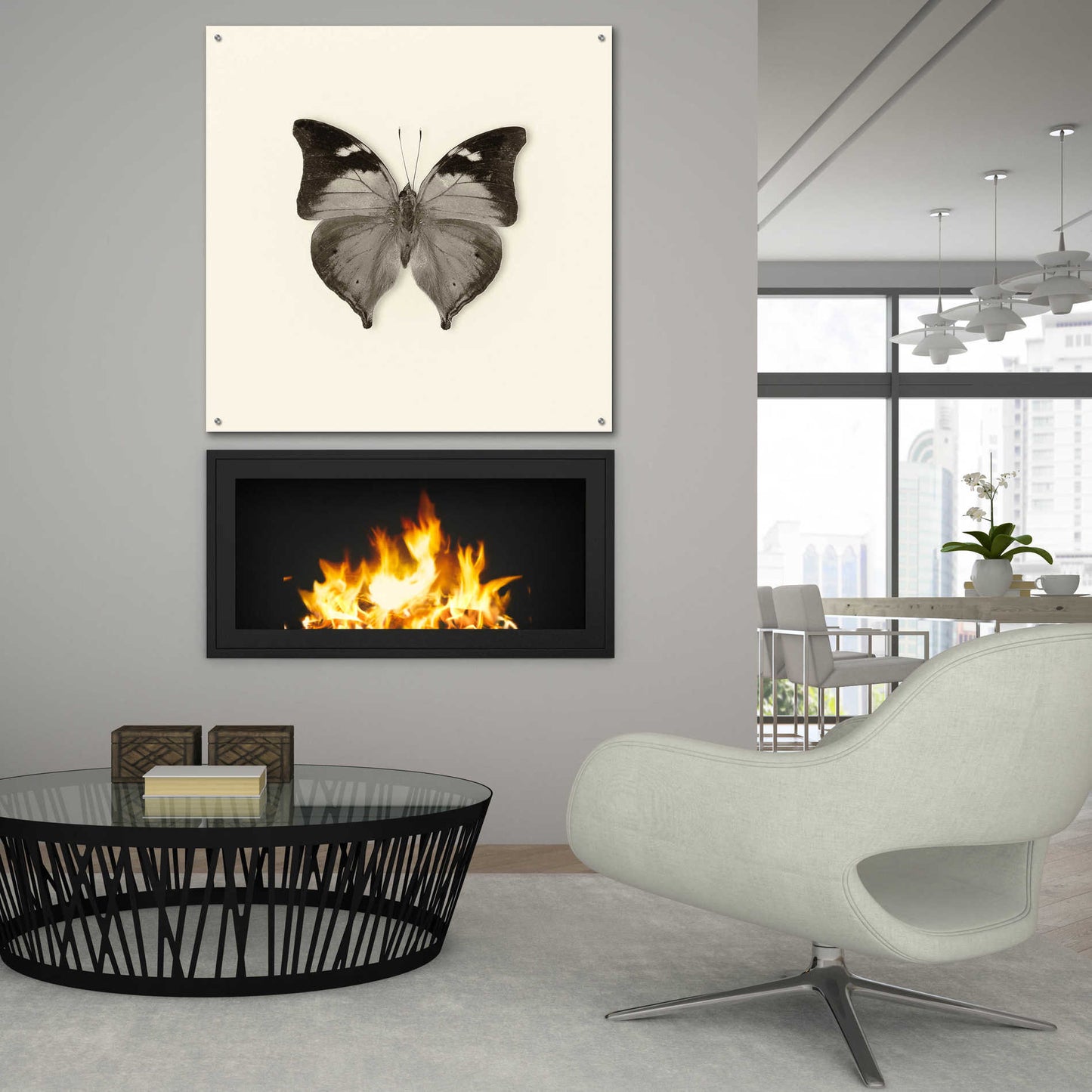 Epic Art 'Butterfly VII B&W' by Debra Van Swearingen, Acrylic Glass Wall Art,36x36