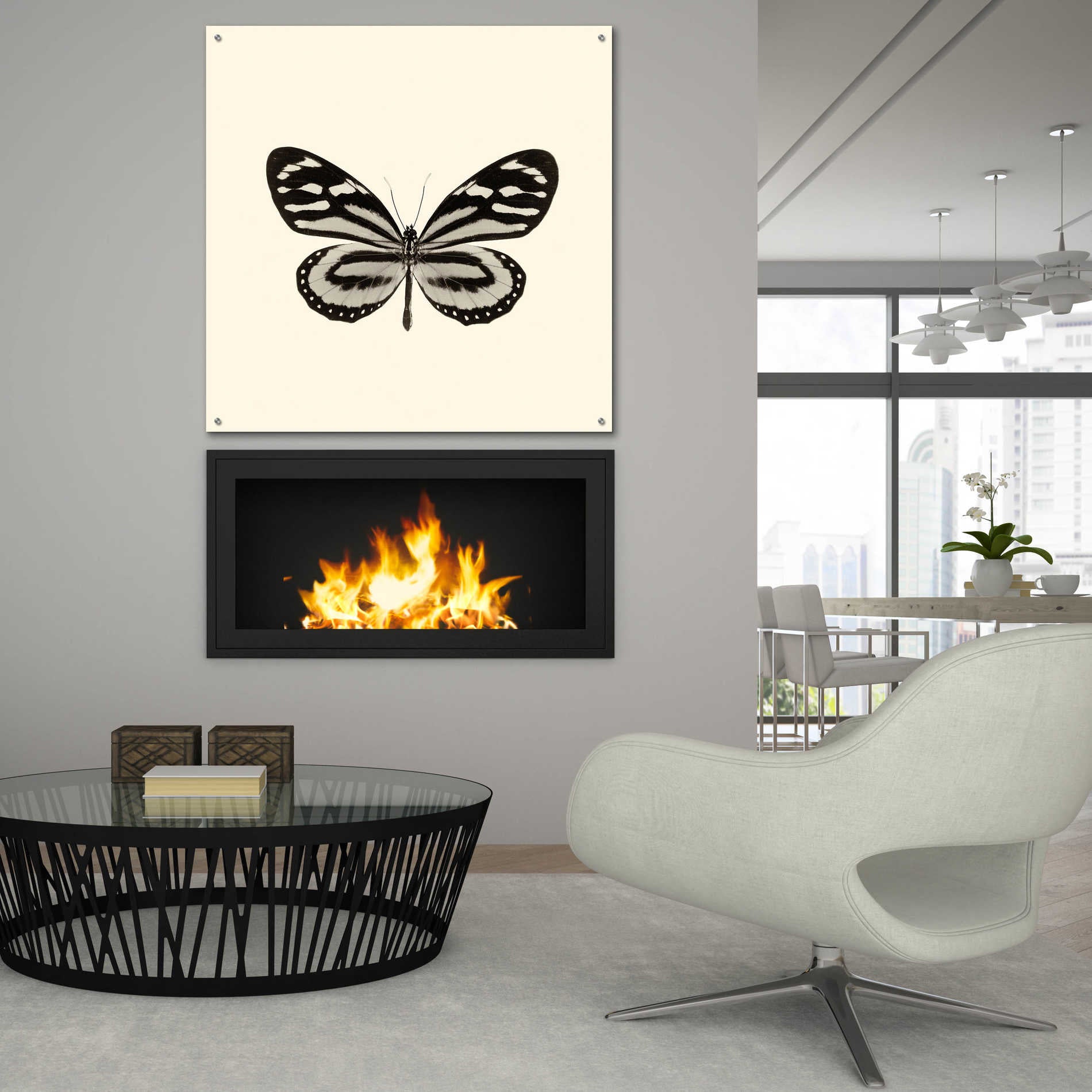 Epic Art 'Butterfly VIII B&W' by Debra Van Swearingen, Acrylic Glass Wall Art,36x36