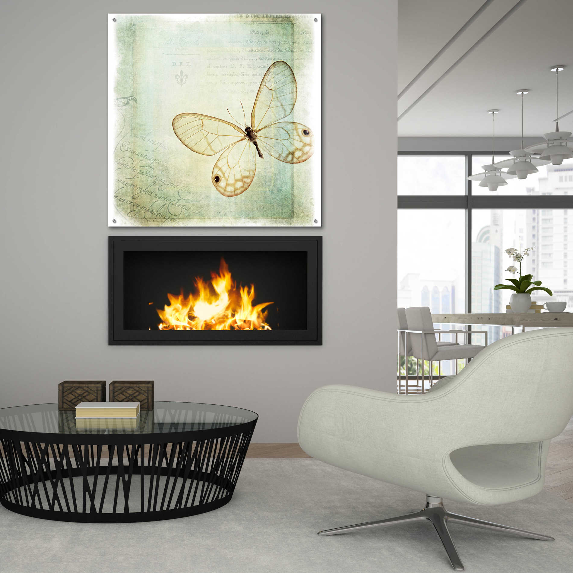 Epic Art 'Floating Butterfly I' by Debra Van Swearingen, Acrylic Glass Wall Art,36x36