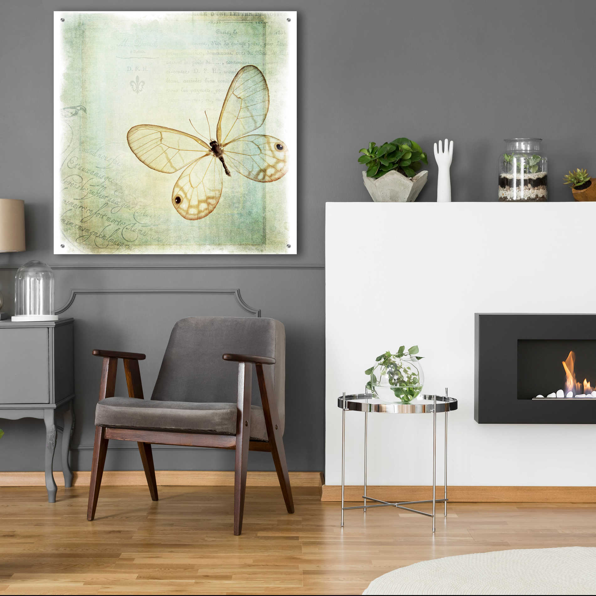 Epic Art 'Floating Butterfly I' by Debra Van Swearingen, Acrylic Glass Wall Art,36x36