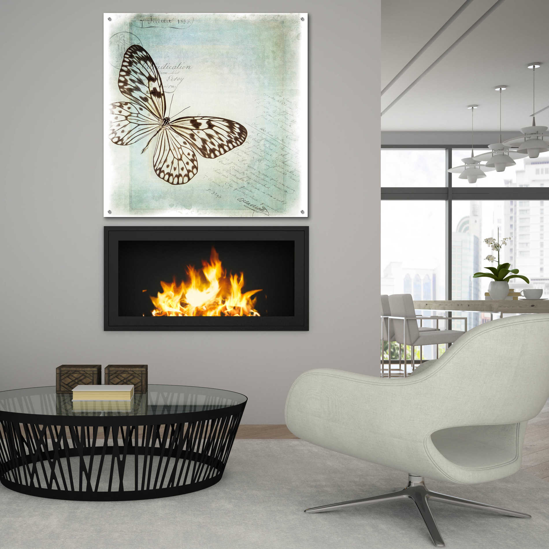 Epic Art 'Floating Butterfly IV' by Debra Van Swearingen, Acrylic Glass Wall Art,36x36