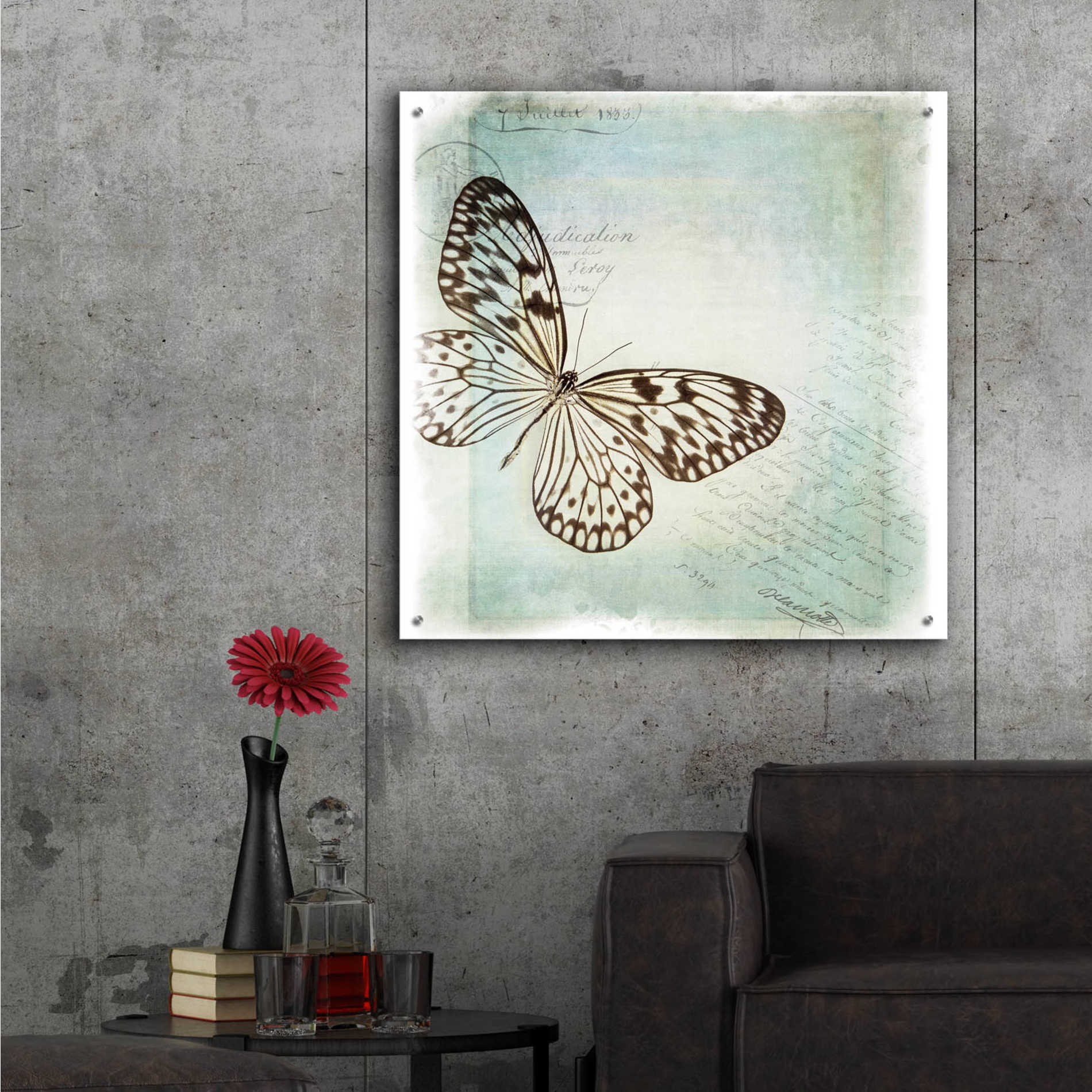 Epic Art 'Floating Butterfly IV' by Debra Van Swearingen, Acrylic Glass Wall Art,36x36