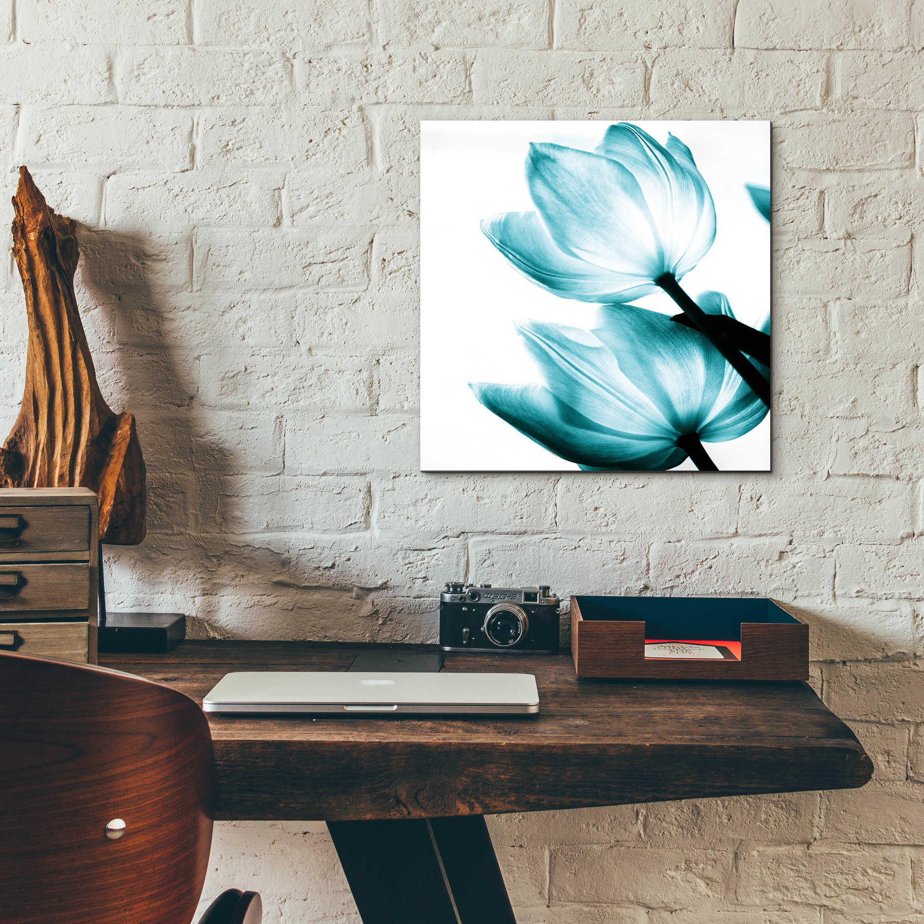 Epic Art 'Translucent Tulips II Teal' by Debra Van Swearingen, Acrylic Glass Wall Art,12x12