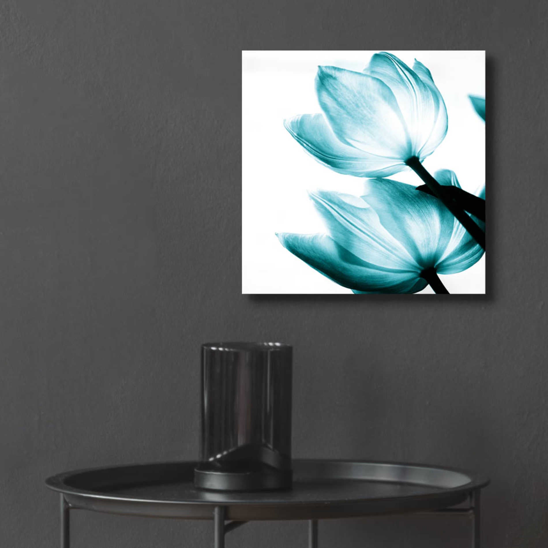 Epic Art 'Translucent Tulips II Teal' by Debra Van Swearingen, Acrylic Glass Wall Art,12x12