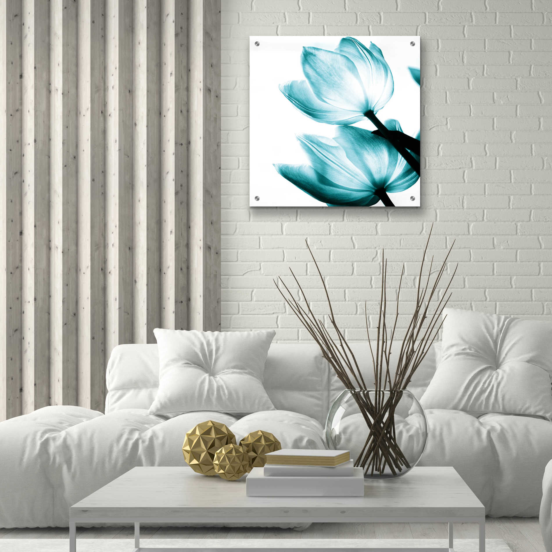 Epic Art 'Translucent Tulips II Teal' by Debra Van Swearingen, Acrylic Glass Wall Art,24x24