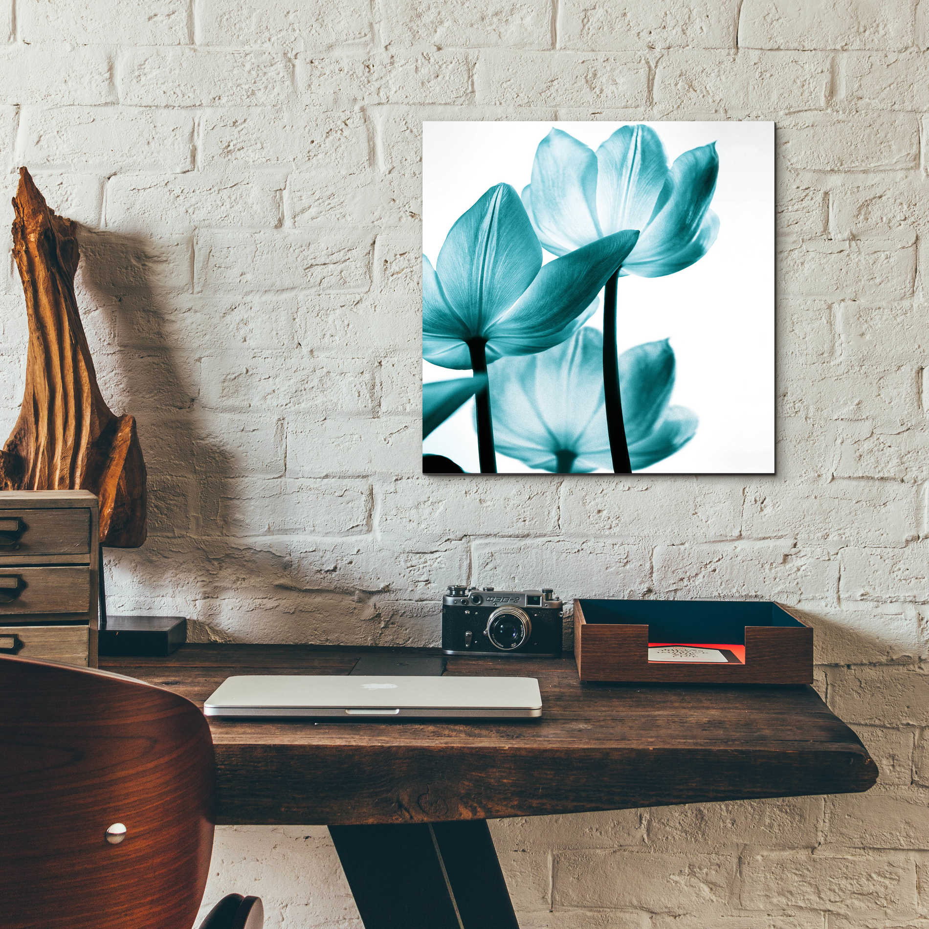 Epic Art 'Translucent Tulips III Teal' by Debra Van Swearingen, Acrylic Glass Wall Art,12x12